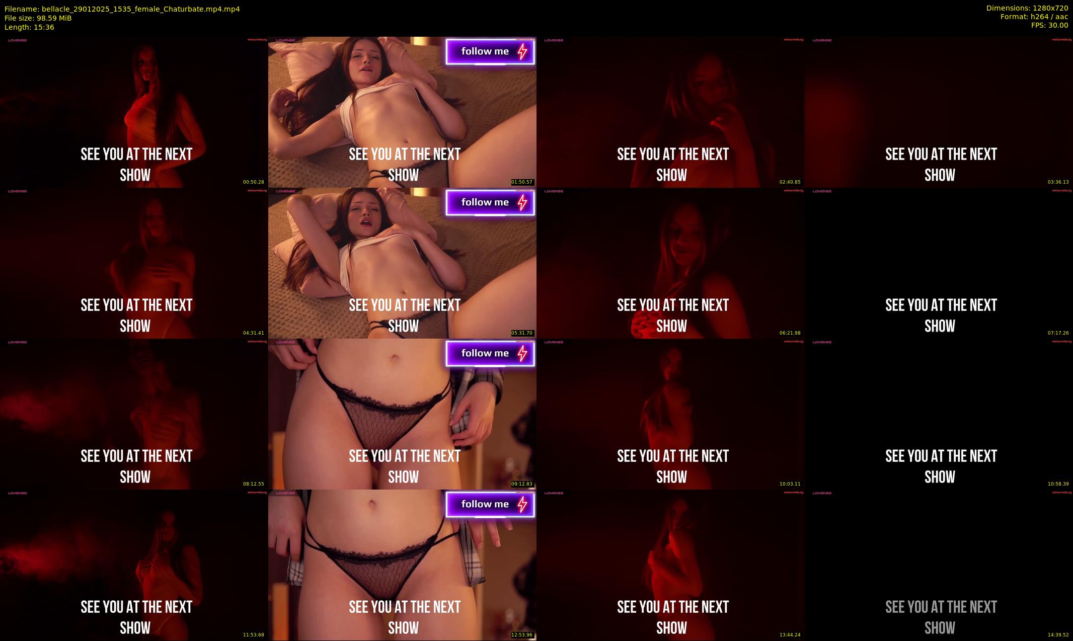 bellacle — 16 minute Chaturbate female cam show recording, 720p, Jan 29, 2025