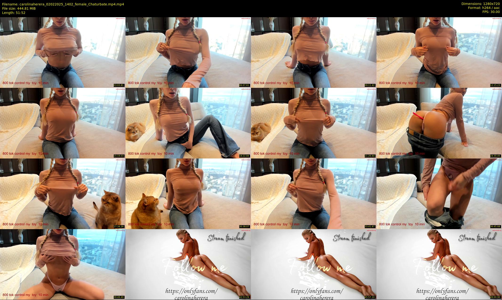 carolinaherera — 52 minute Chaturbate female cam show recording, 720p, Feb 2, 2025