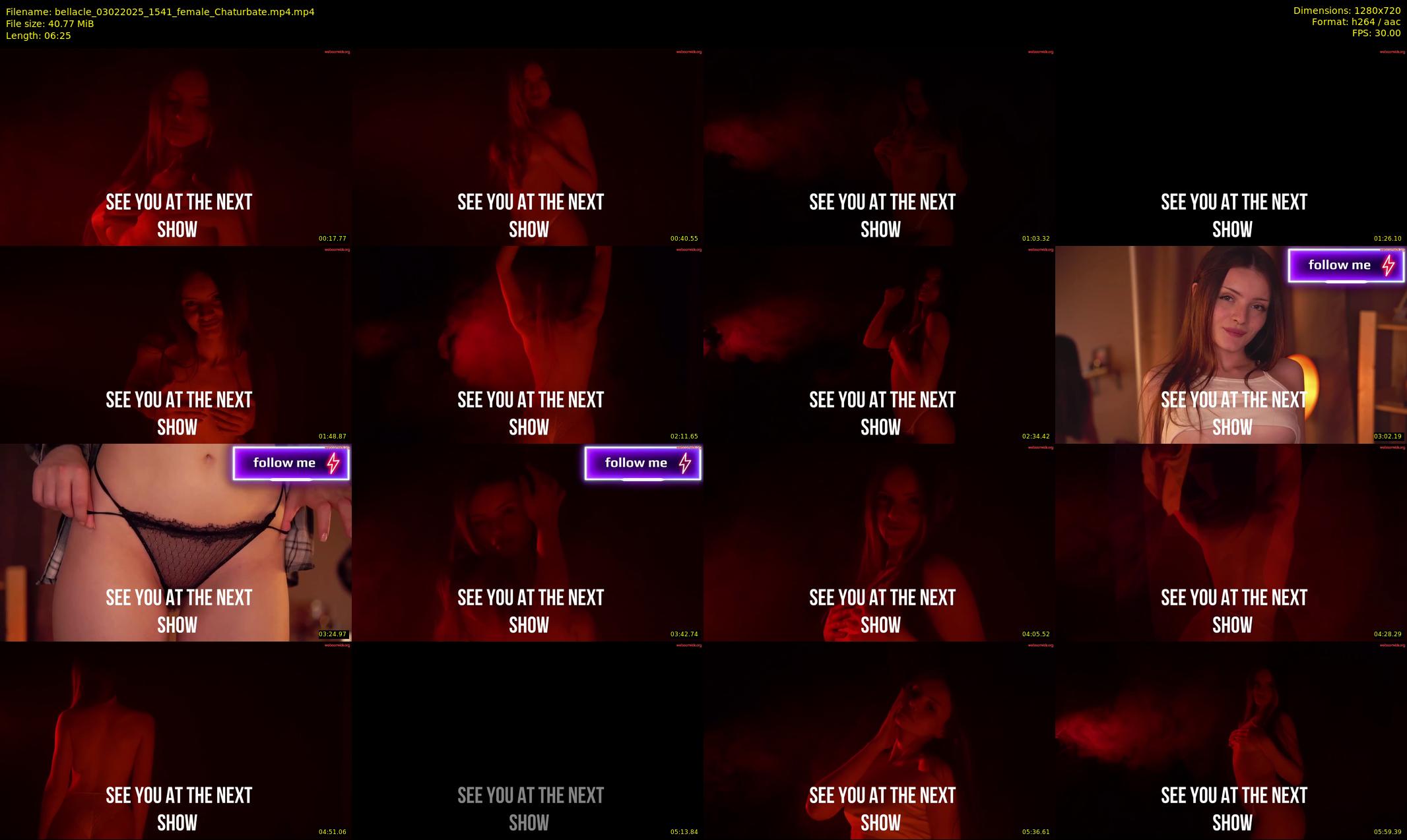 bellacle — 7 minute Chaturbate female cam show recording, 720p, Feb 3, 2025