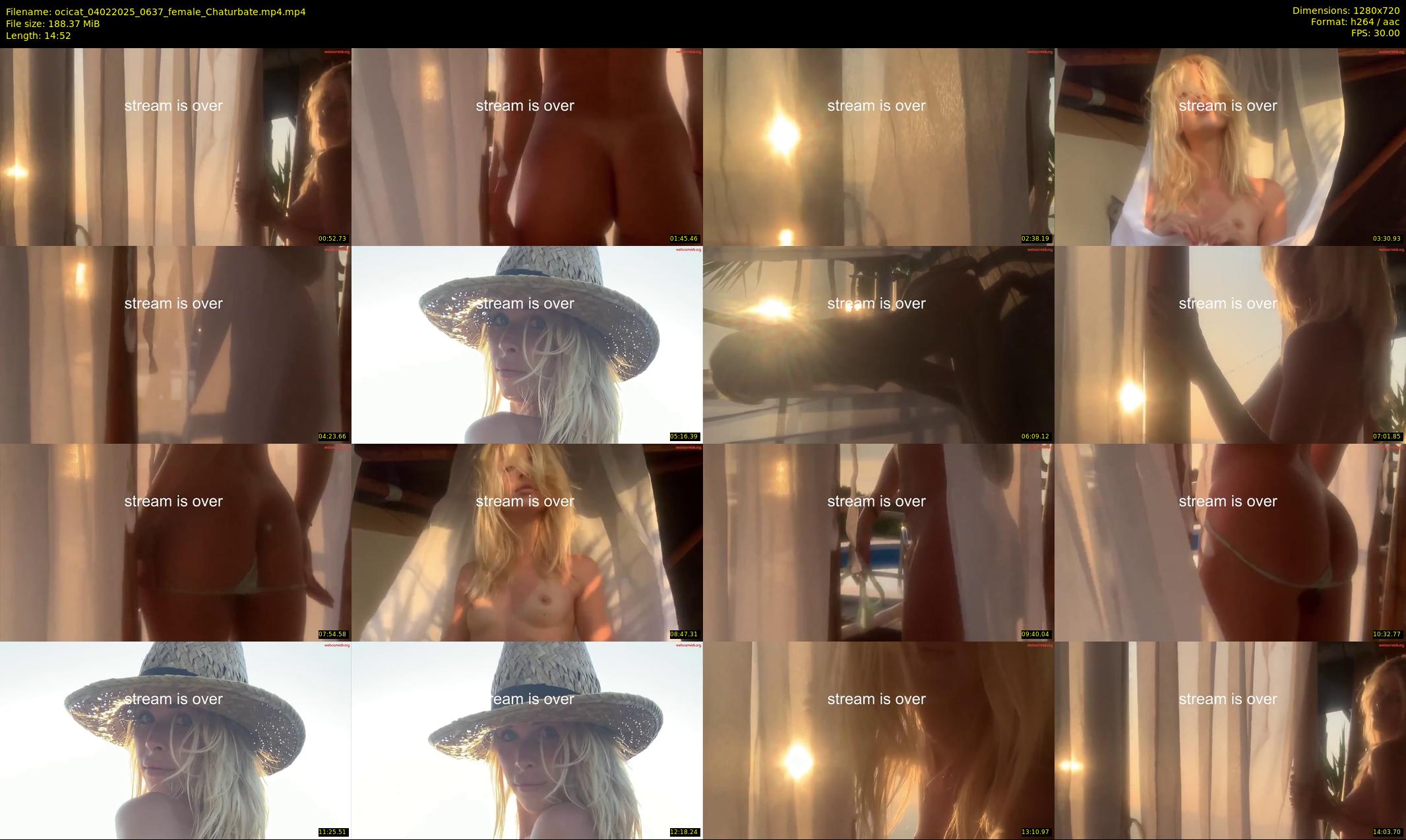 ocicat — 15 minute Chaturbate female cam show recording, 720p, Feb 4, 2025