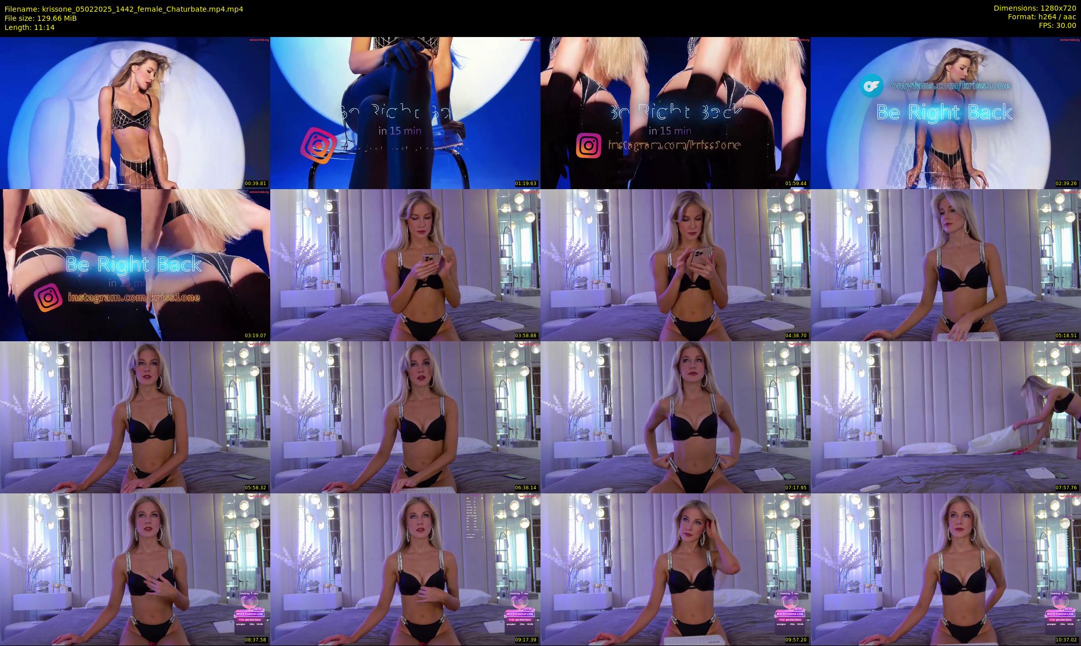 krissone — 12 minute Chaturbate female cam show recording, 720p, Feb 5, 2025