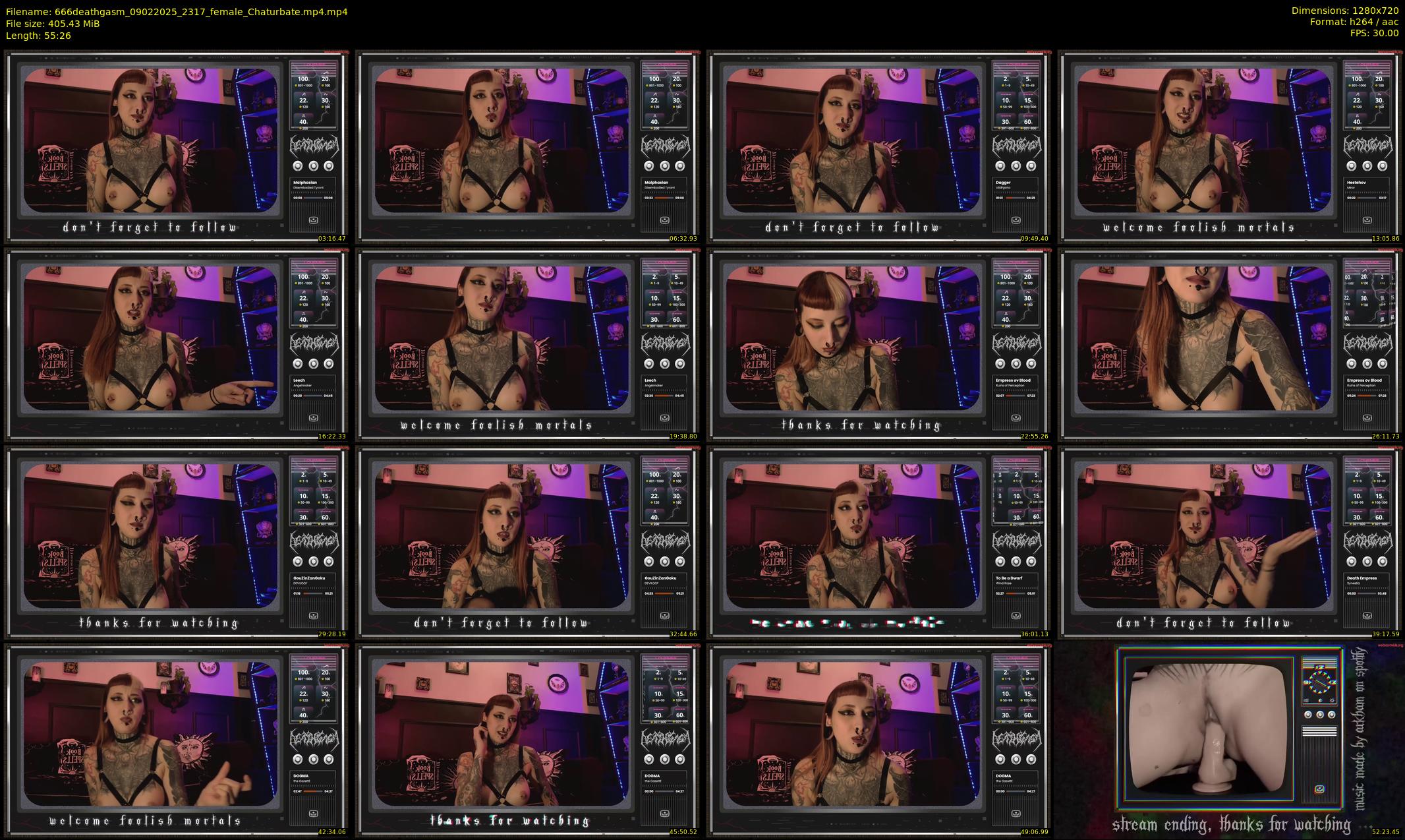 666deathgasm — 56 minute Chaturbate female cam show recording, 720p, Feb 9, 2025