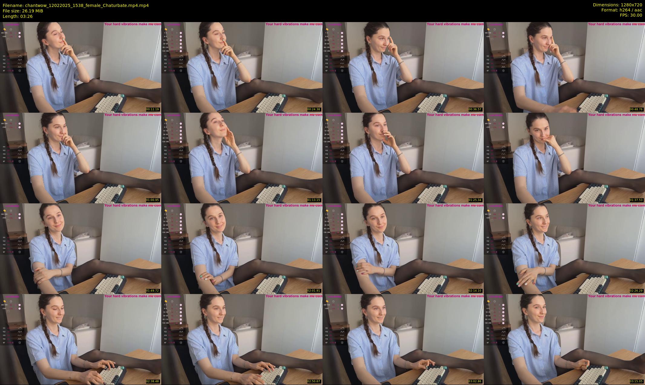 chantwow — 4 minute Chaturbate female cam show recording, 720p, Feb 12, 2025