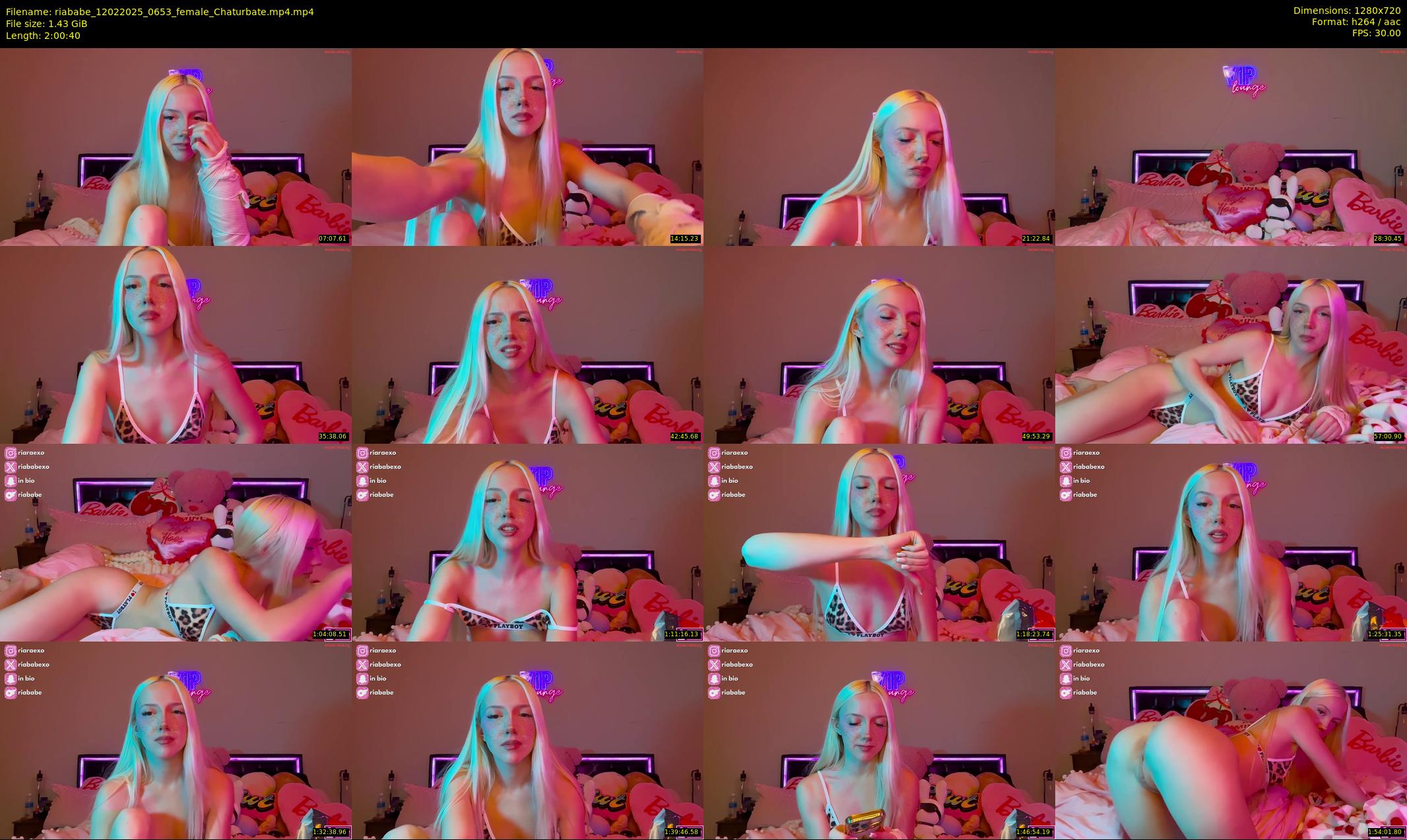 riababe — 121 minute Chaturbate female cam show recording, 720p, Feb 12, 2025