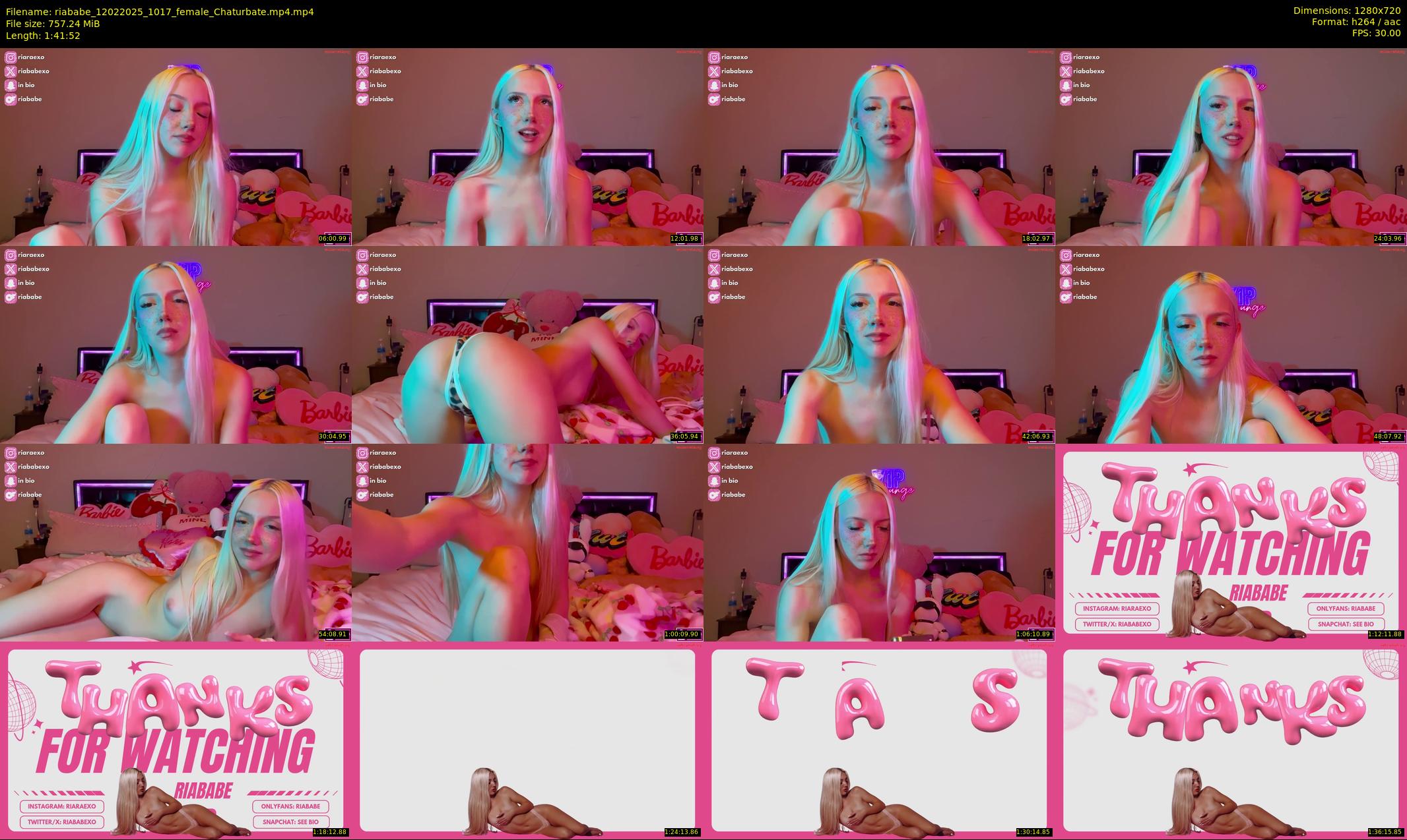 riababe — 102 minute Chaturbate female cam show recording, 720p, Feb 12, 2025