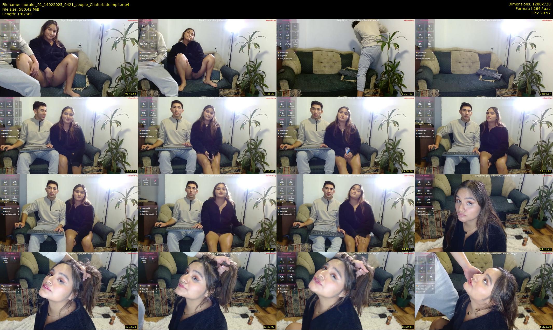 lauralei_01 — 63 minute Chaturbate couple cam show recording, 720p, Feb 14, 2025
