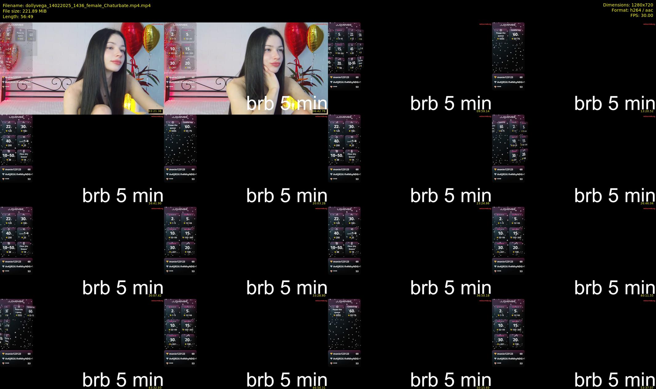 dollyvega — 57 minute Chaturbate female cam show recording, 720p, Feb 14, 2025