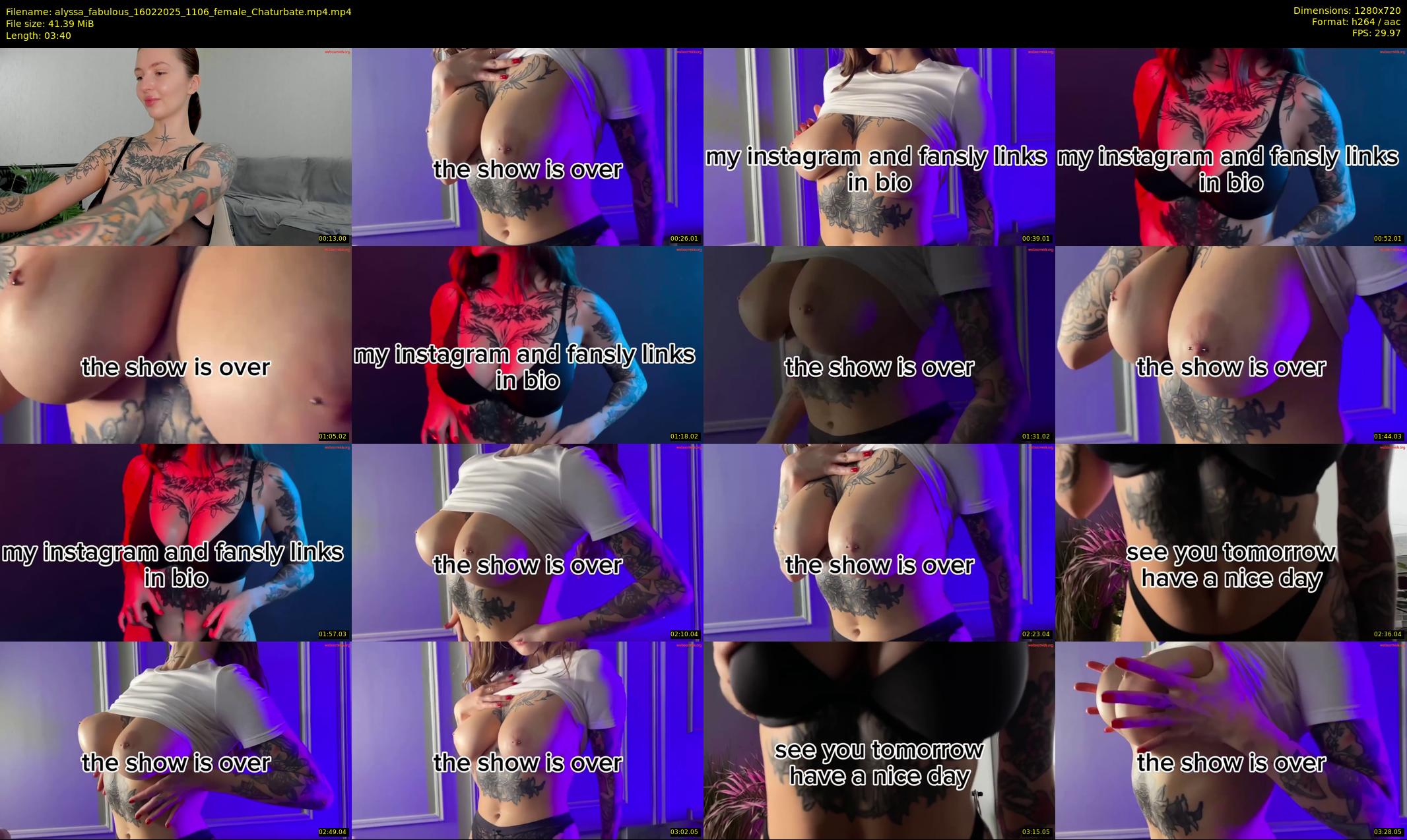 alyssa_fabulous — 4 minute Chaturbate female cam show recording, 720p, Feb 16, 2025