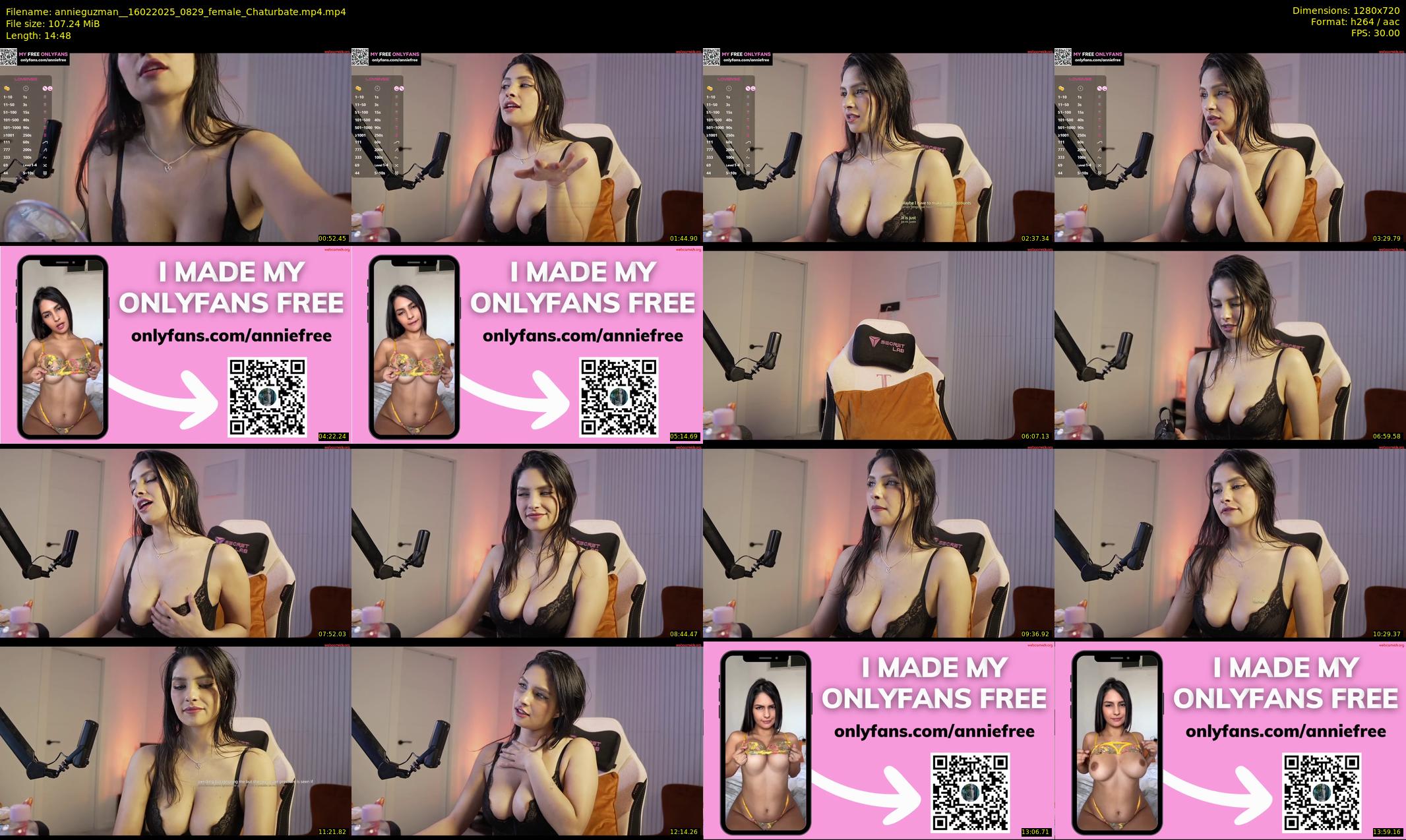 annieguzman_ — 15 minute Chaturbate female cam show recording, 720p, Feb 16, 2025