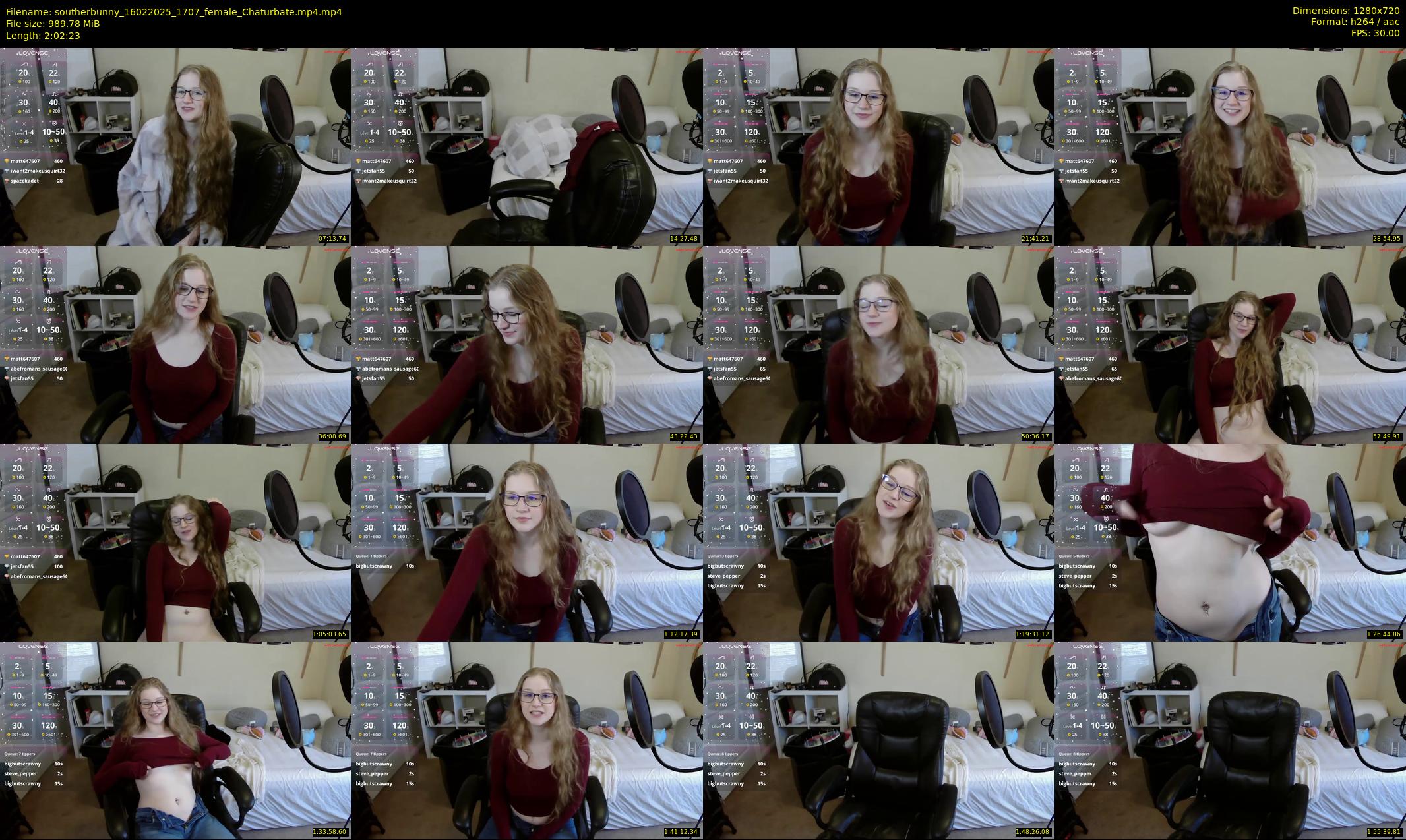 southerbunny — 123 minute Chaturbate female cam show recording, 720p, Feb 16, 2025