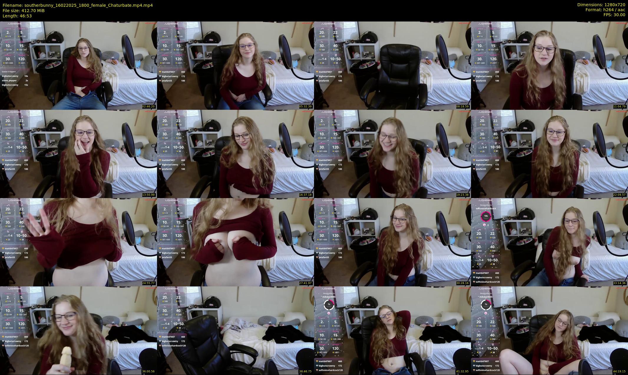 southerbunny — 47 minute Chaturbate female cam show recording, 720p, Feb 16, 2025