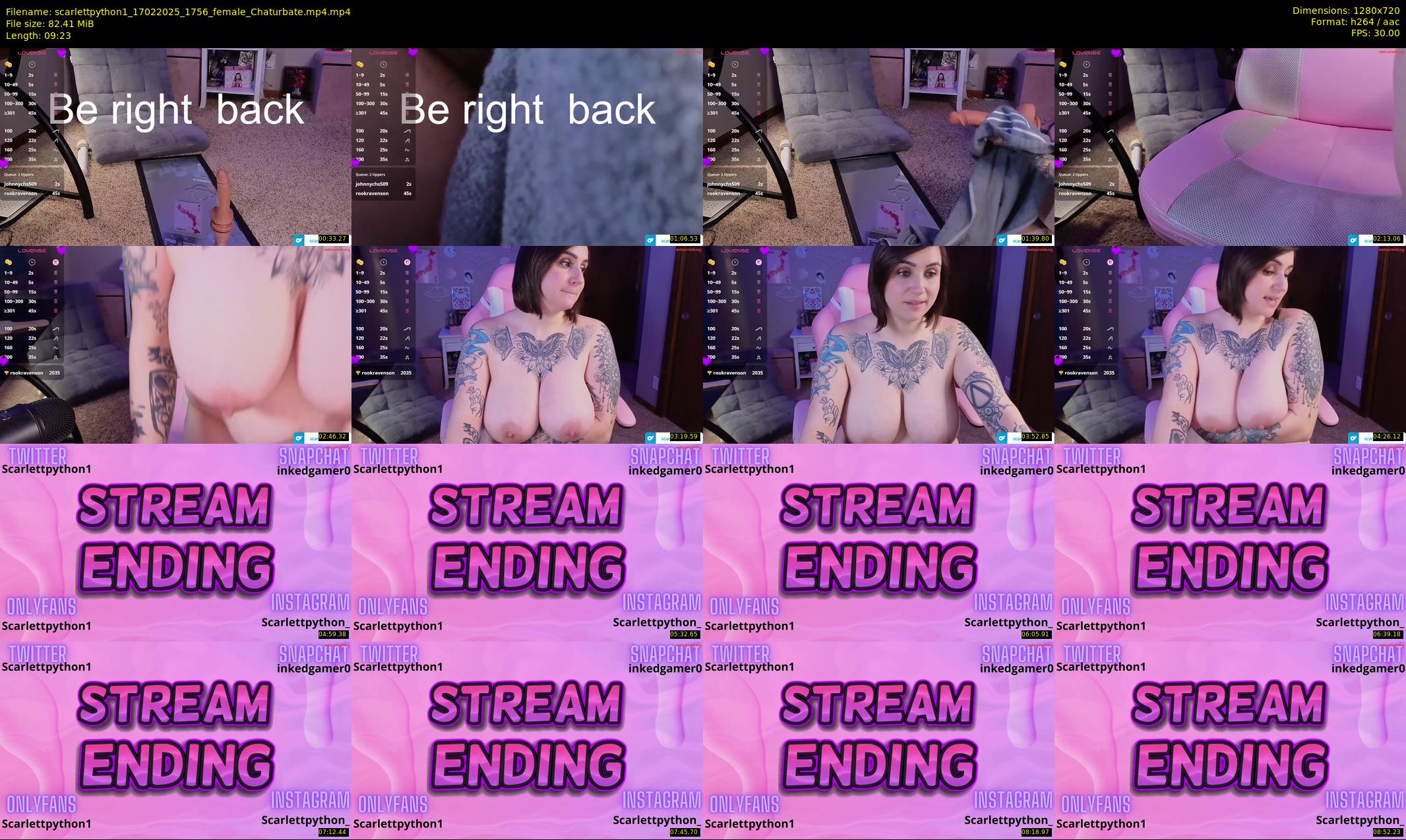 scarlettpython1 — 10 minute Chaturbate female cam show recording, 720p, Feb 17, 2025