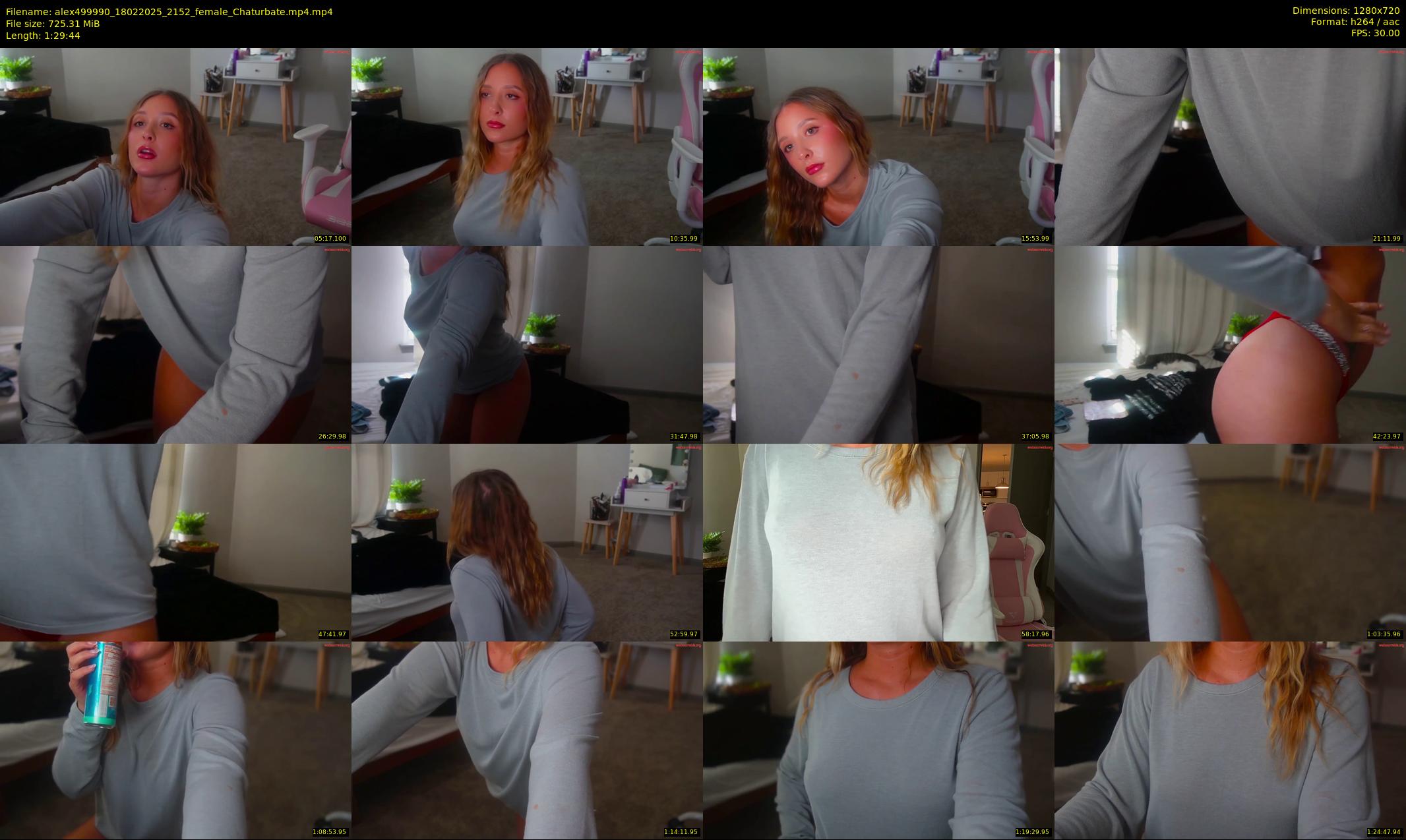 alex499990 — 90 minute Chaturbate female cam show recording, 720p, Feb 18, 2025