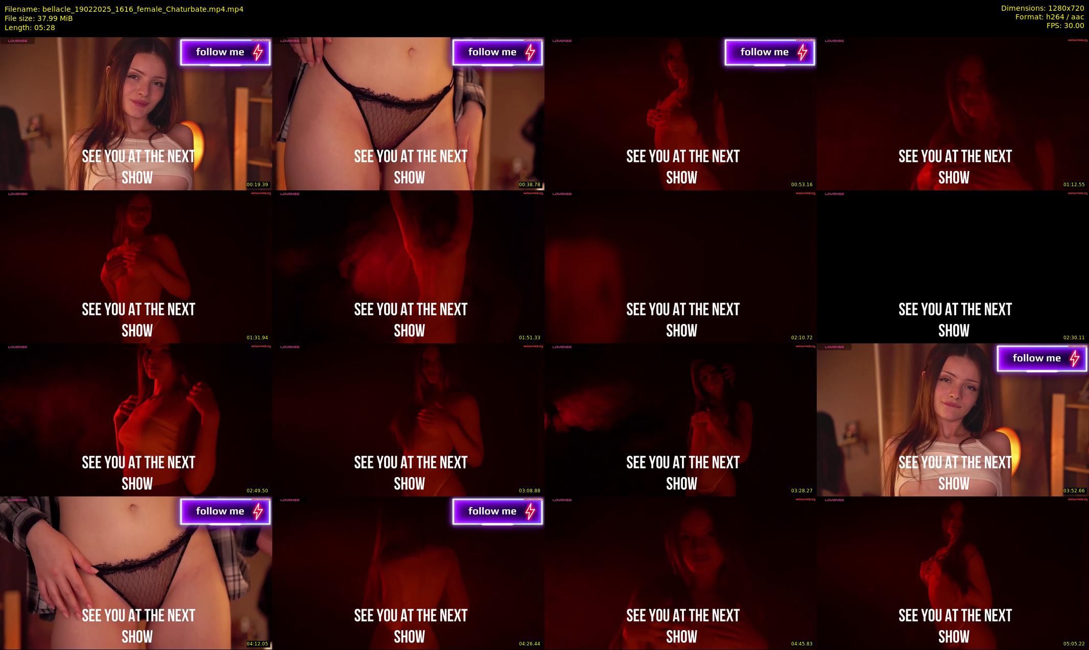 bellacle — 6 minute Chaturbate female cam show recording, 720p, Feb 19, 2025