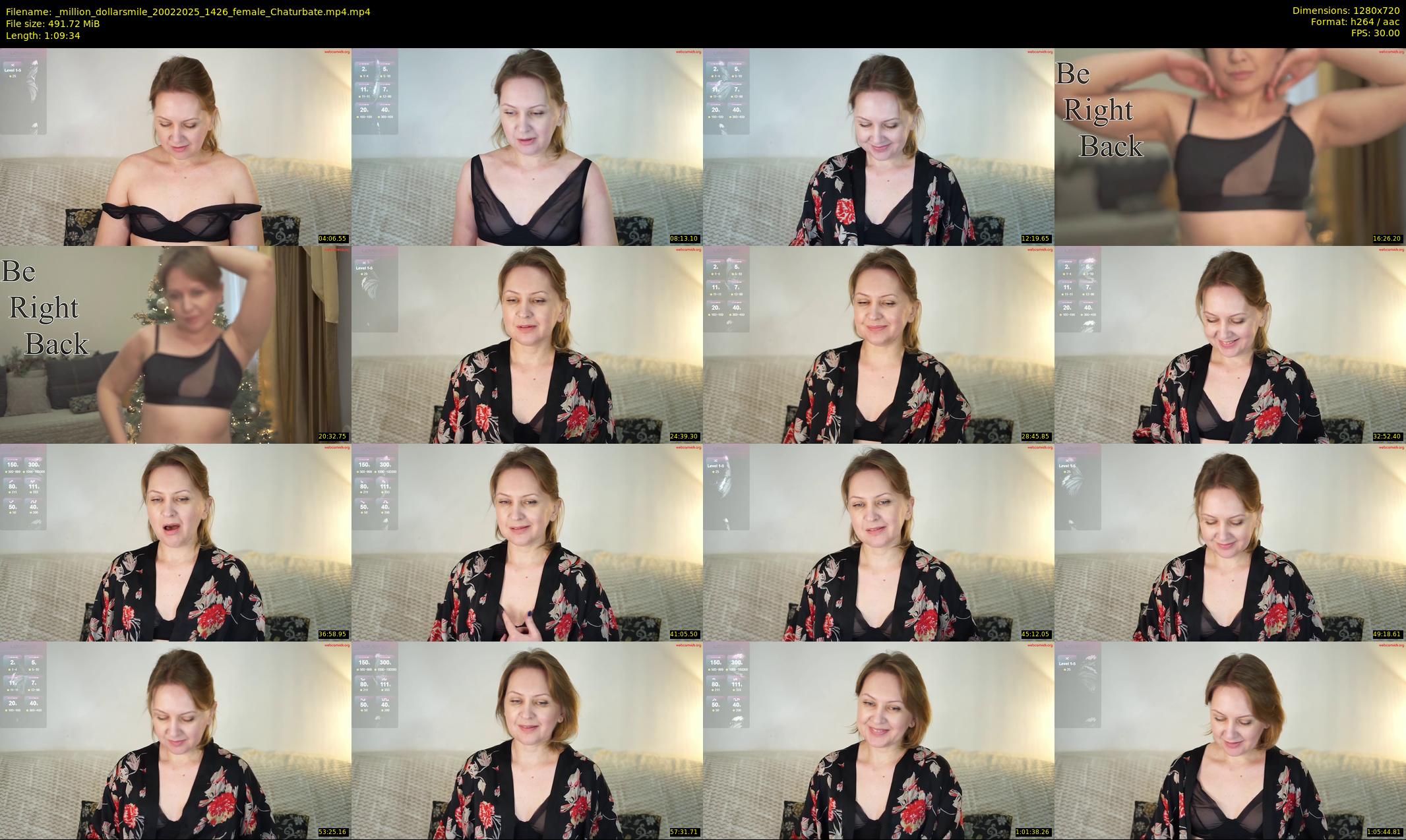 _million_dollarsmile — 70 minute Chaturbate female cam show recording, 720p, Feb 20, 2025