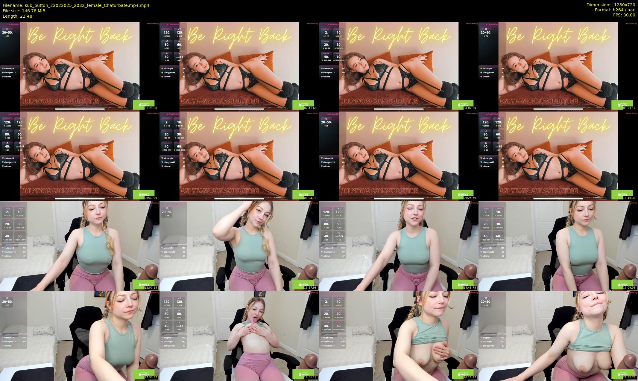 sub_button — 23 minute Chaturbate female cam show recording, 720p, Feb 22, 2025