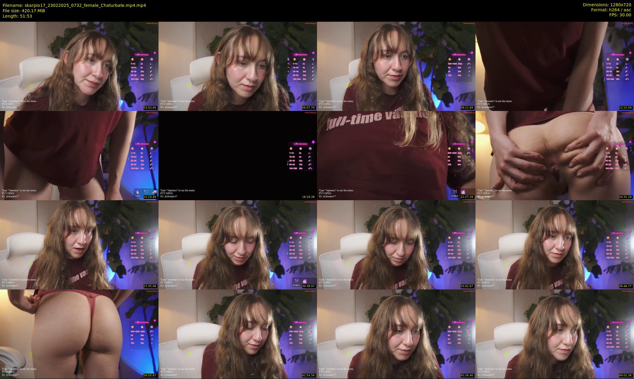 skarpio17 — 52 minute Chaturbate female cam show recording, 720p, Feb 23, 2025
