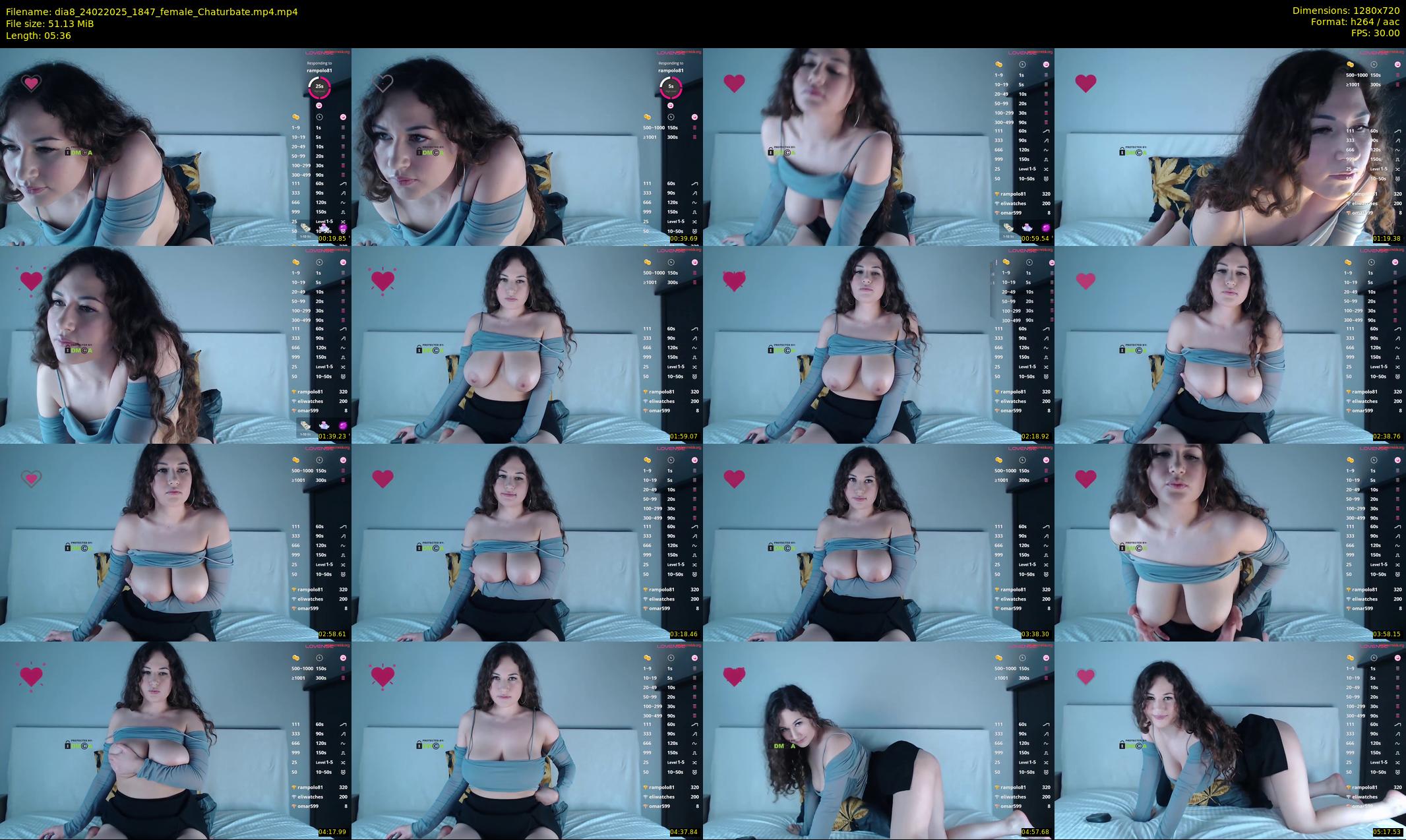 dia8 — 6 minute Chaturbate female cam show recording, 720p, Feb 24, 2025