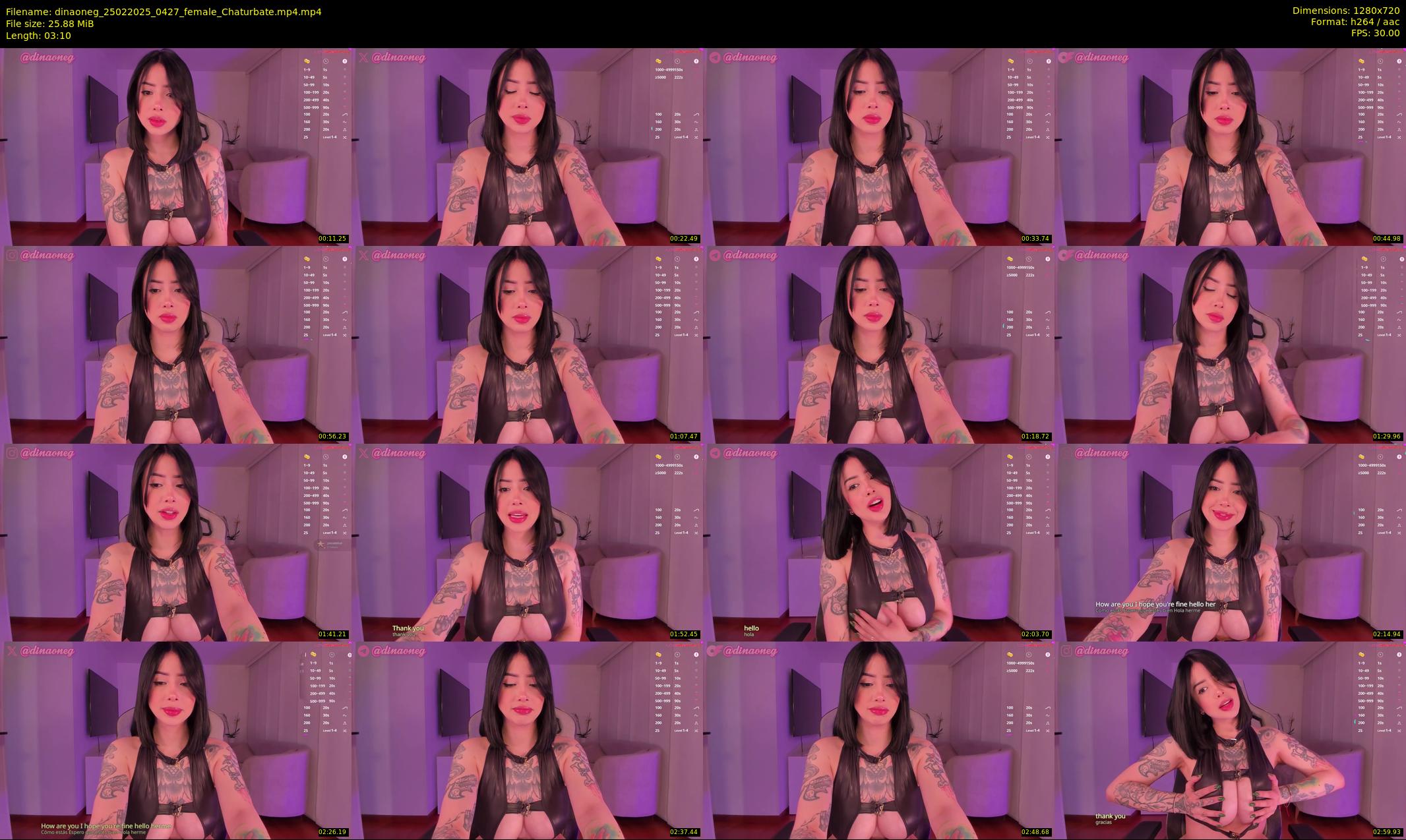 dinaoneg — 4 minute Chaturbate female cam show recording, 720p, Feb 25, 2025