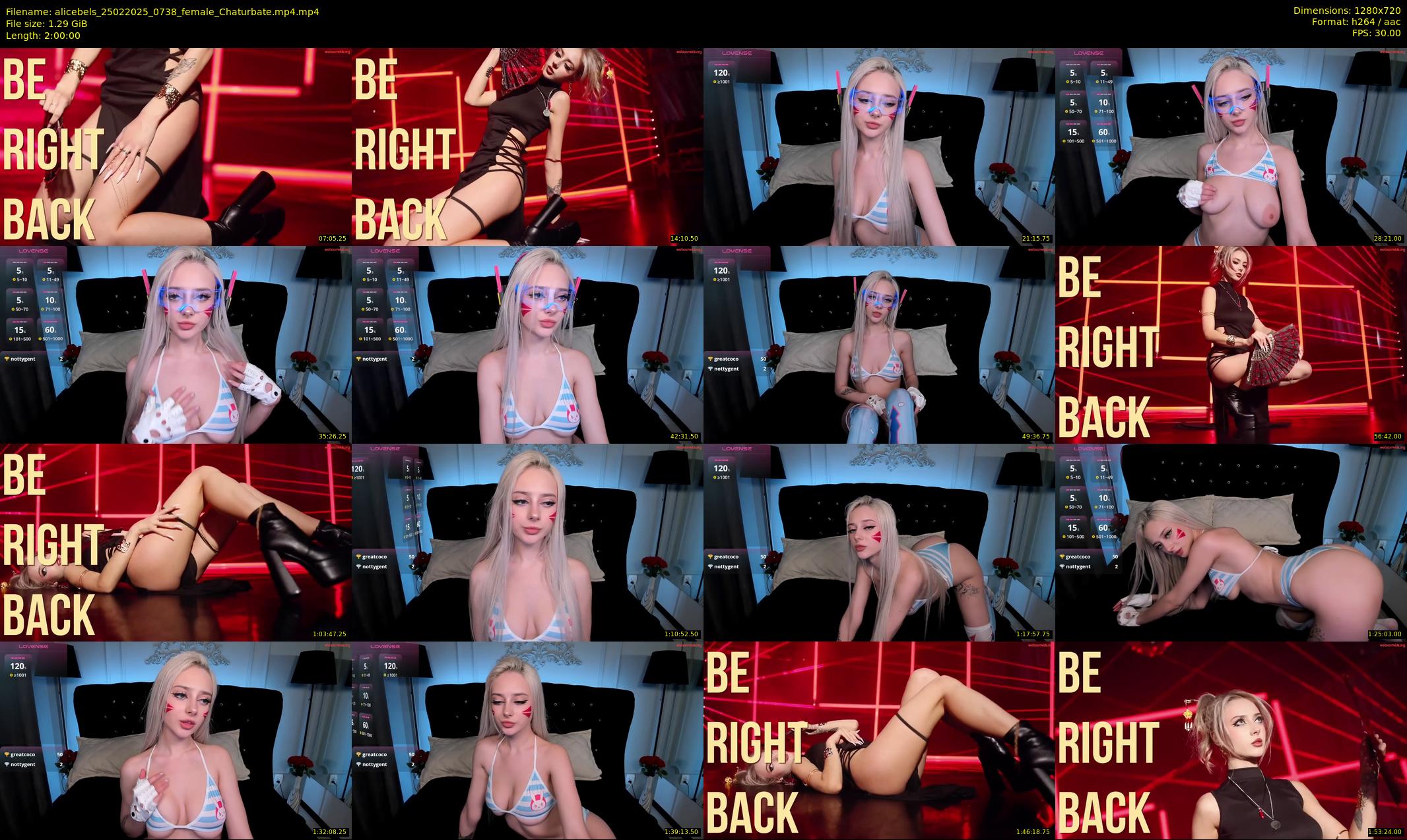 alicebels — 120 minute Chaturbate female cam show recording, 720p, Feb 25, 2025