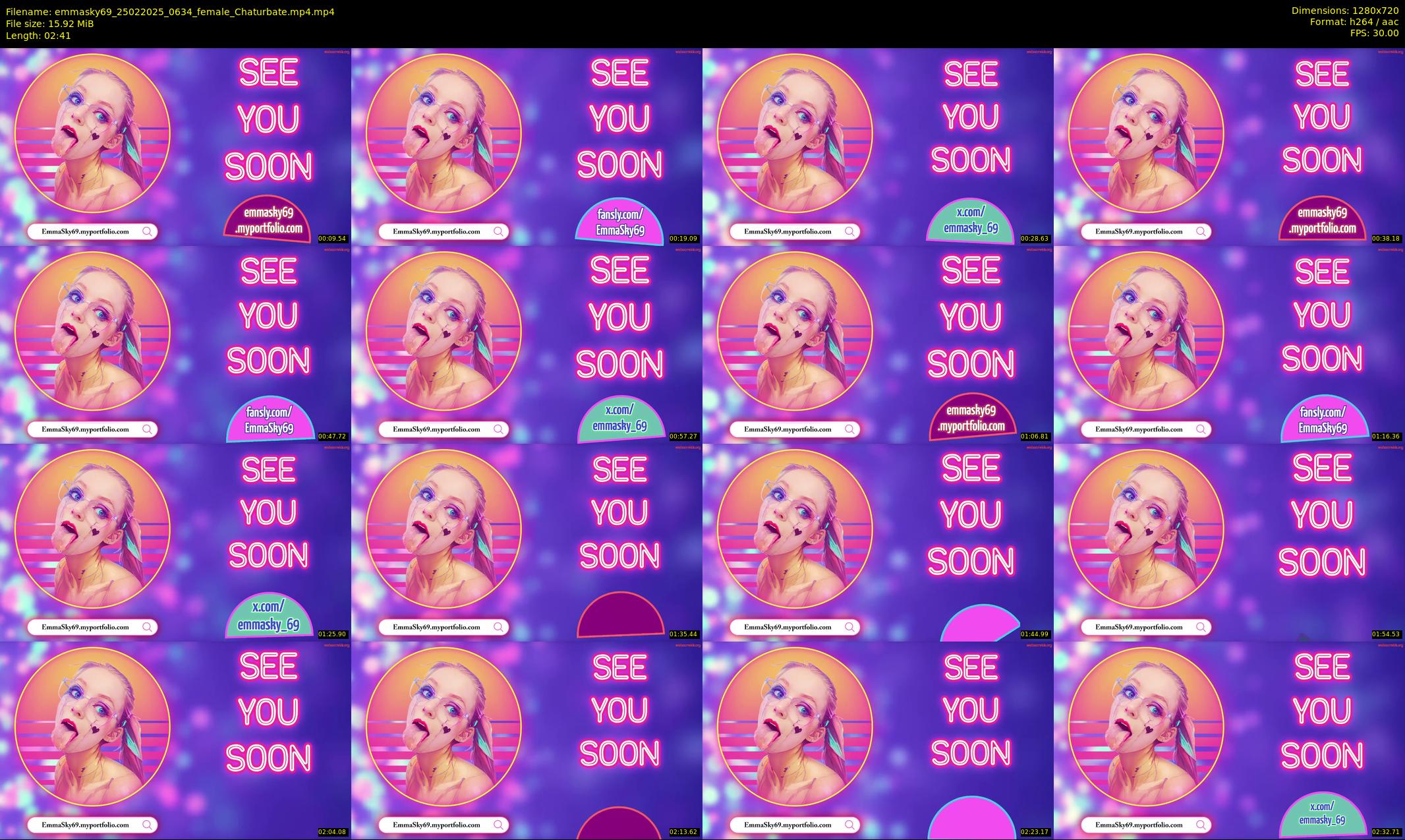 emmasky69 — 3 minute Chaturbate female cam show recording, 720p, Feb 25, 2025