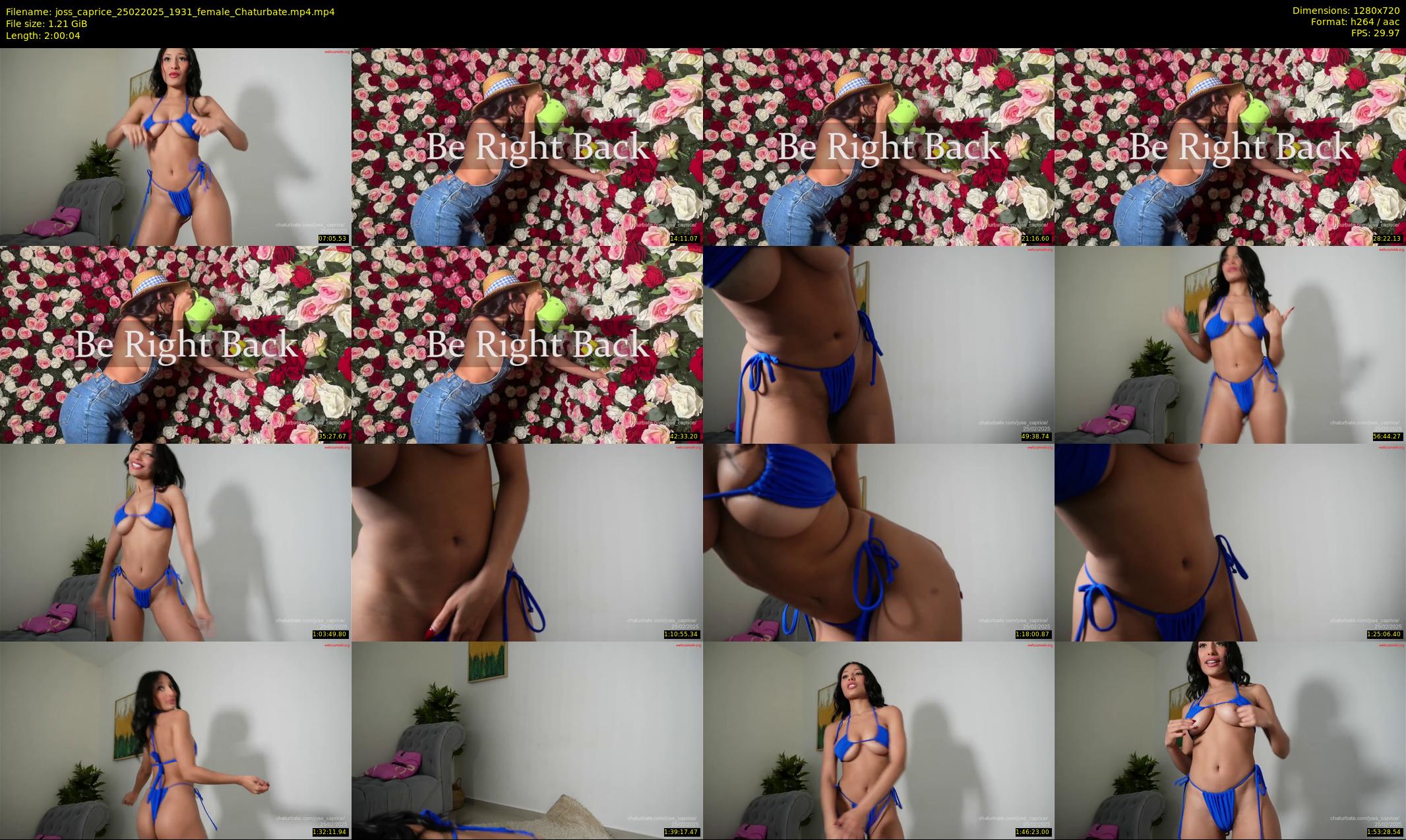 joss_caprice — 121 minute Chaturbate female cam show recording, 720p, Feb 25, 2025
