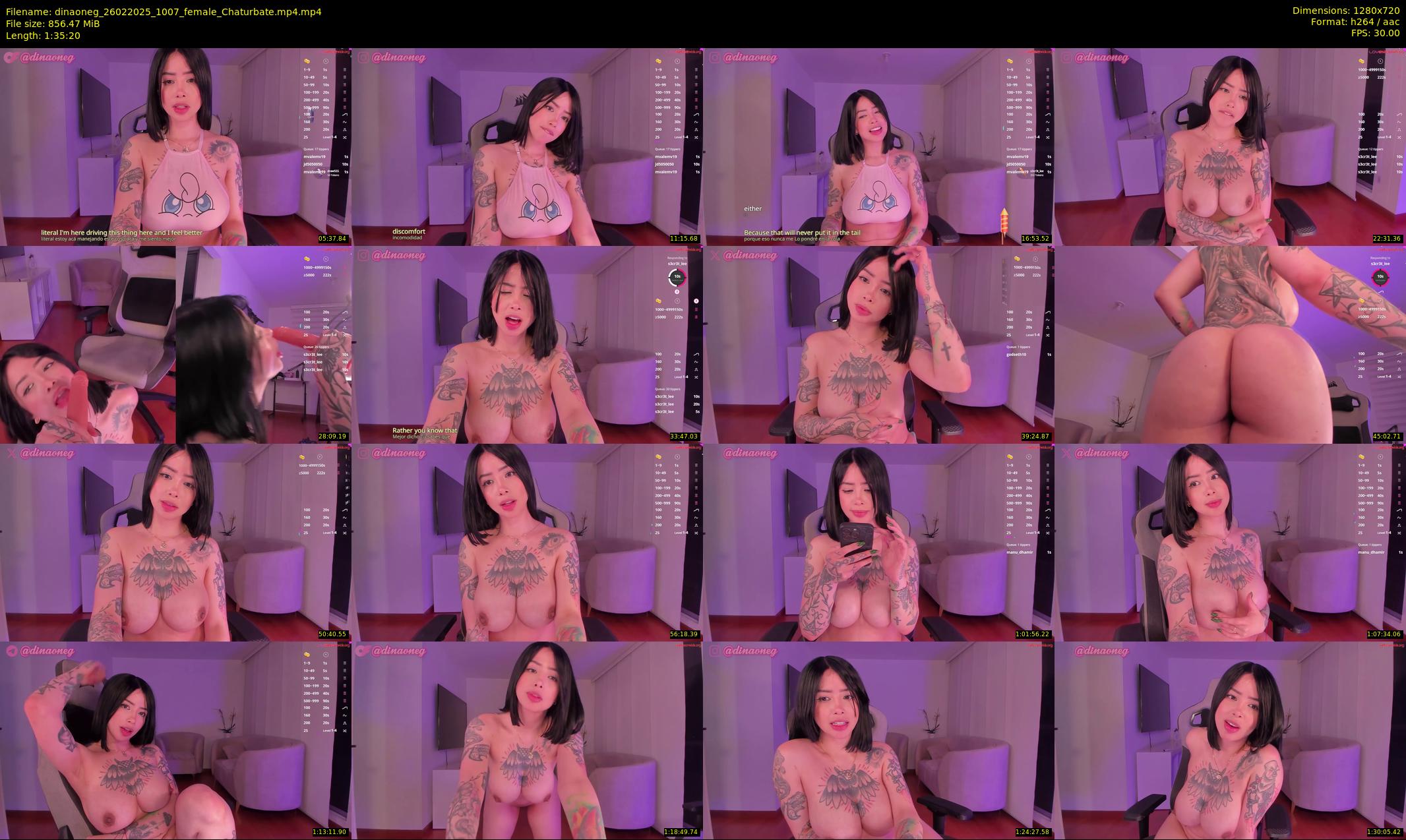 dinaoneg — 96 minute Chaturbate female cam show recording, 720p, Feb 26, 2025