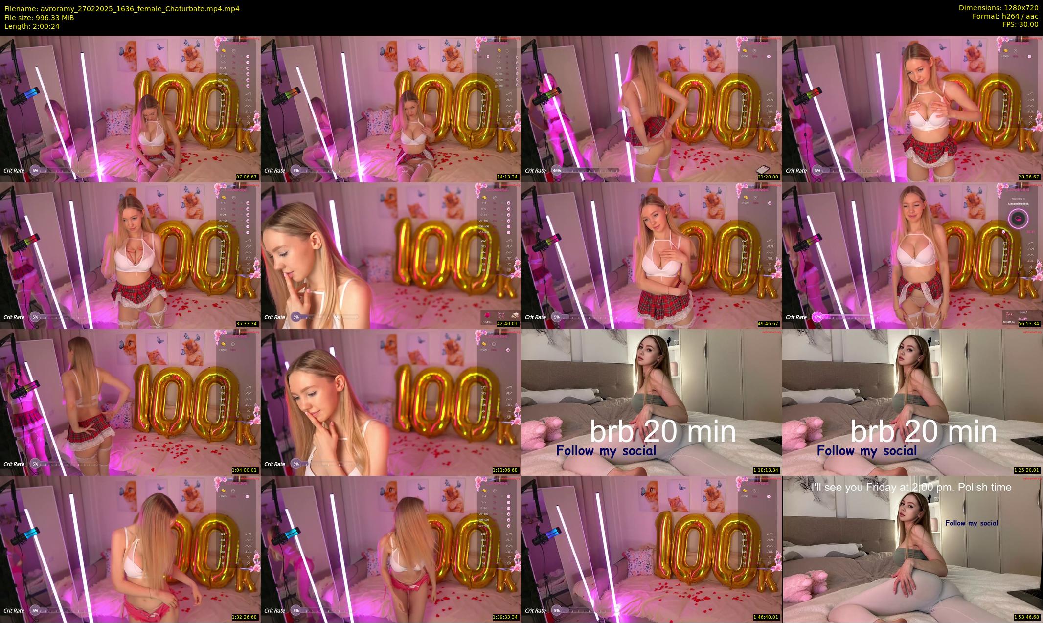 avroramy — 121 minute Chaturbate female cam show recording, 720p, Feb 27, 2025