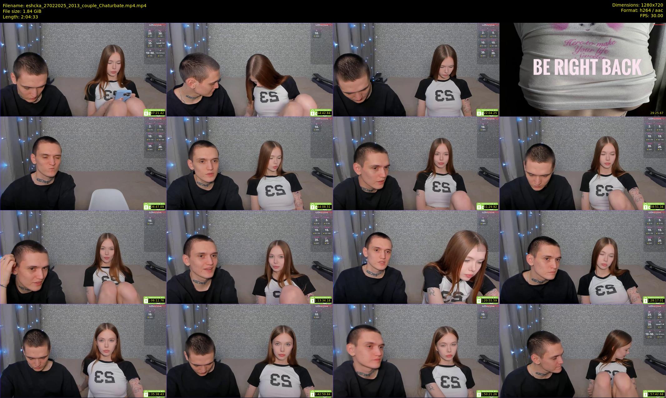 eshcka — 125 minute Chaturbate couple cam show recording, 720p, Feb 27, 2025