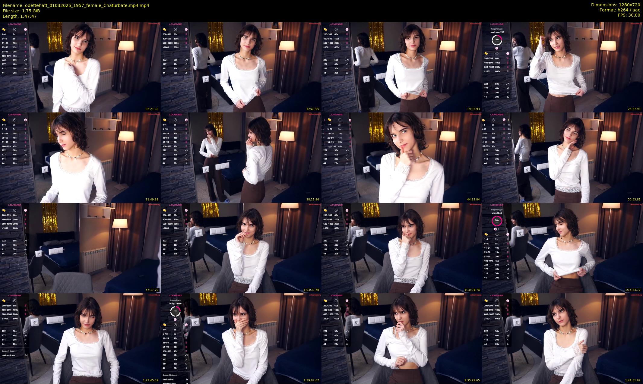 odettehatt — 108 minute Chaturbate female cam show recording, 720p, Mar 1, 2025