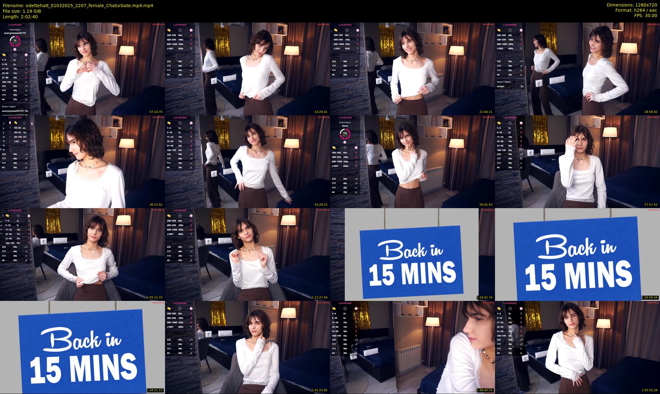odettehatt — 123 minute Chaturbate female cam show recording, 720p, Mar 1, 2025