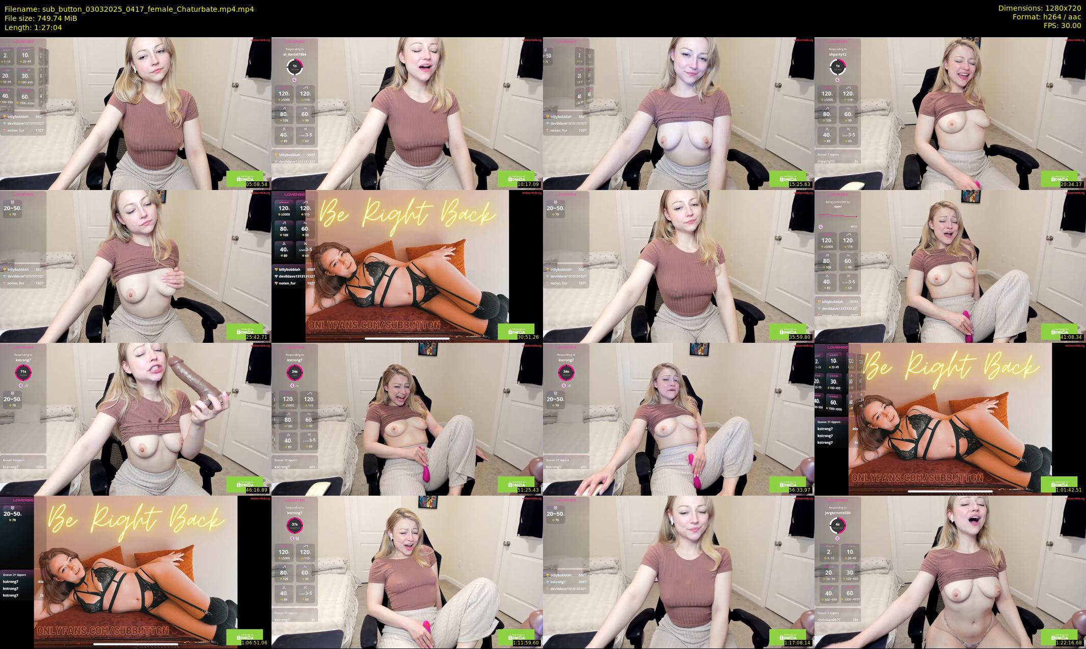 sub_button — 88 minute Chaturbate female cam show recording, 720p, Mar 3, 2025