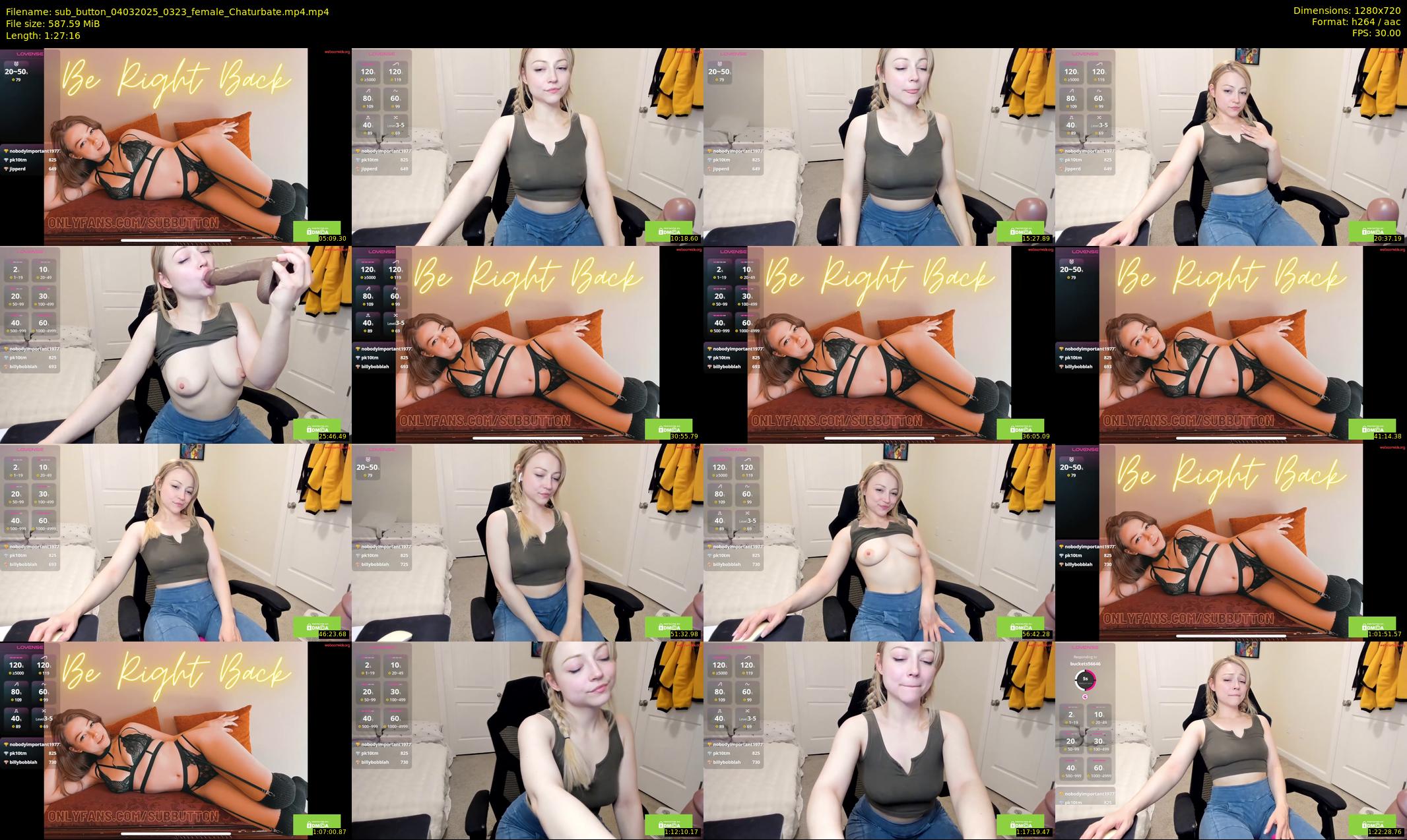 sub_button — 88 minute Chaturbate female cam show recording, 720p, Mar 4, 2025