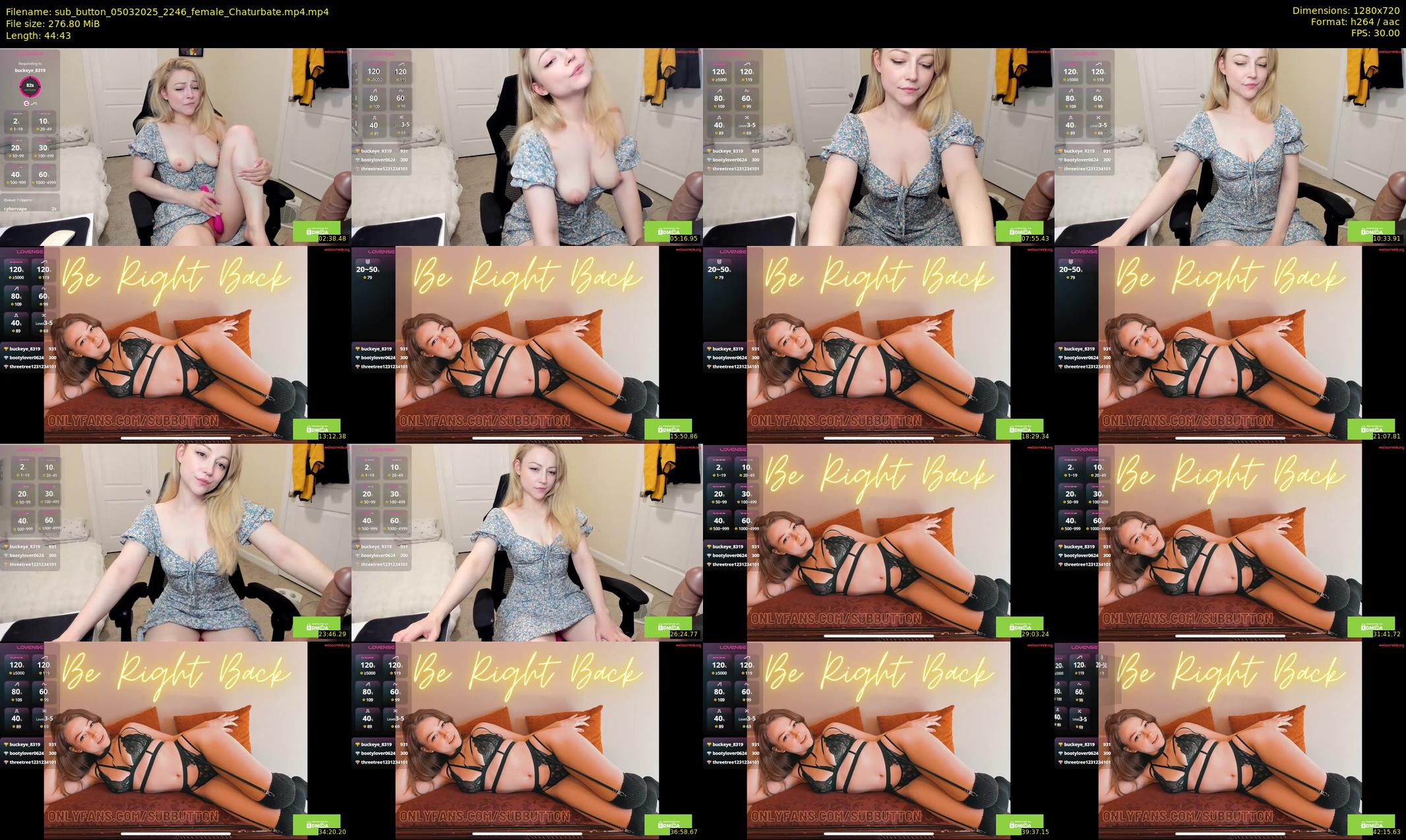 sub_button — 45 minute Chaturbate female cam show recording, 720p, Mar 5, 2025