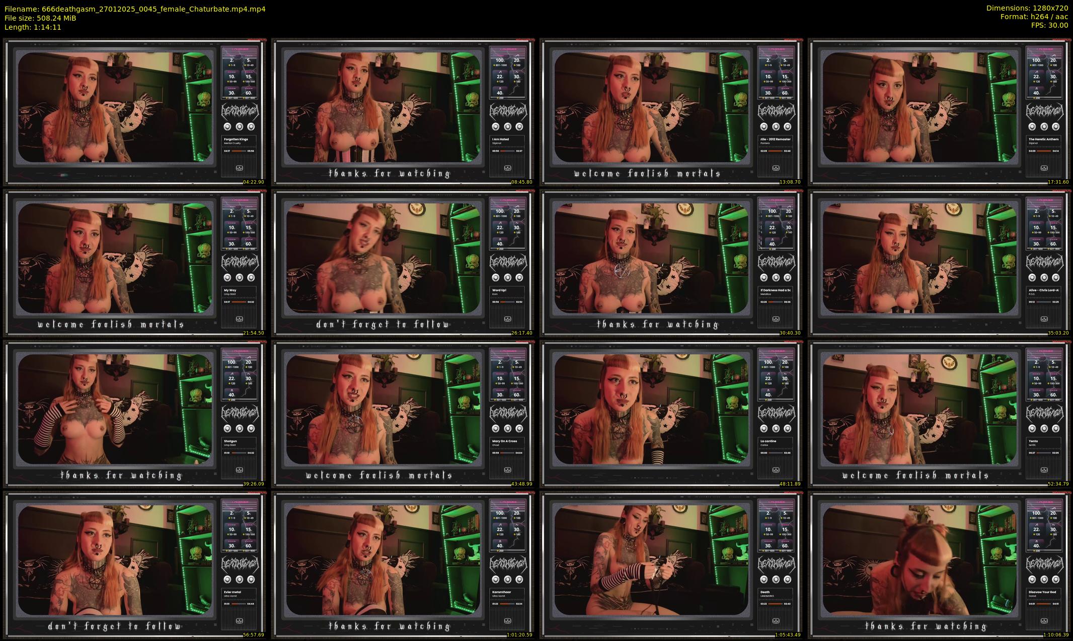 666deathgasm — 75 minute Chaturbate female cam show recording, 720p, Jan 27, 2025