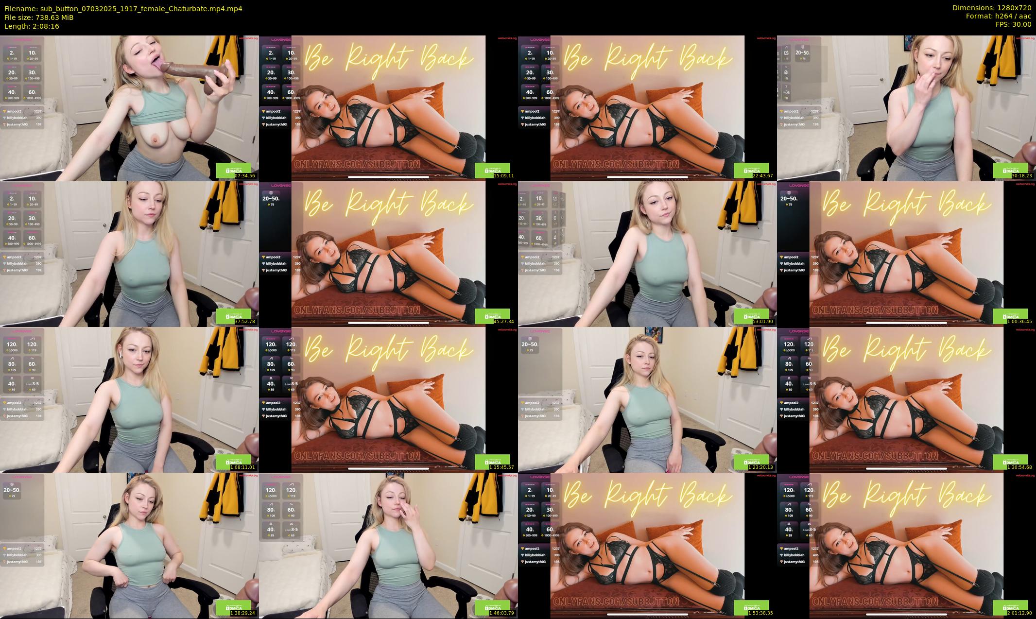 sub_button — 129 minute Chaturbate female cam show recording, 720p, Mar 7, 2025