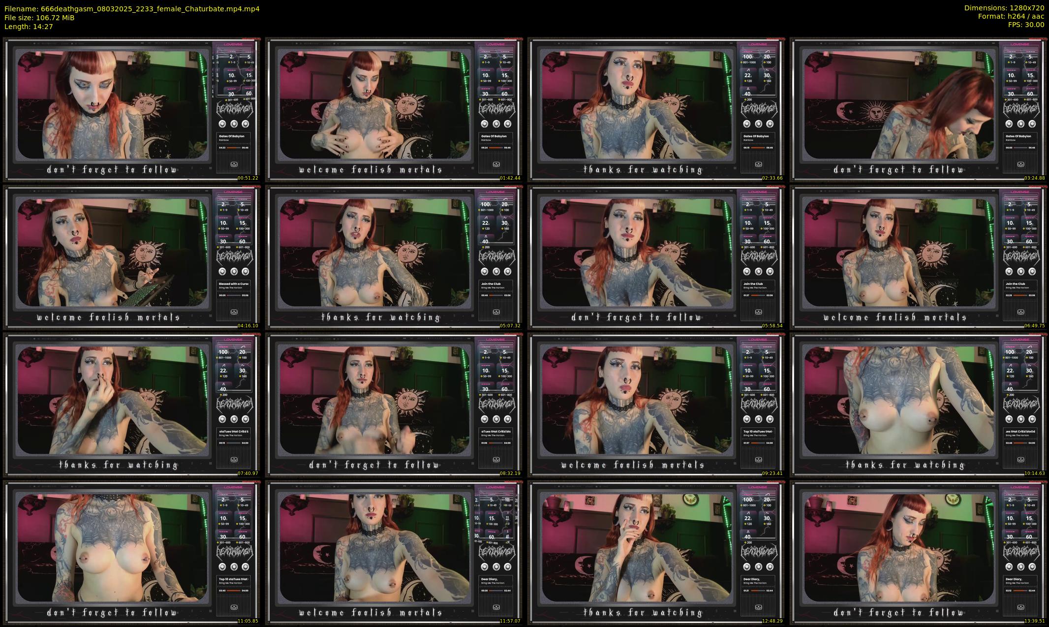 666deathgasm — 15 minute Chaturbate female cam show recording, 720p, Mar 8, 2025