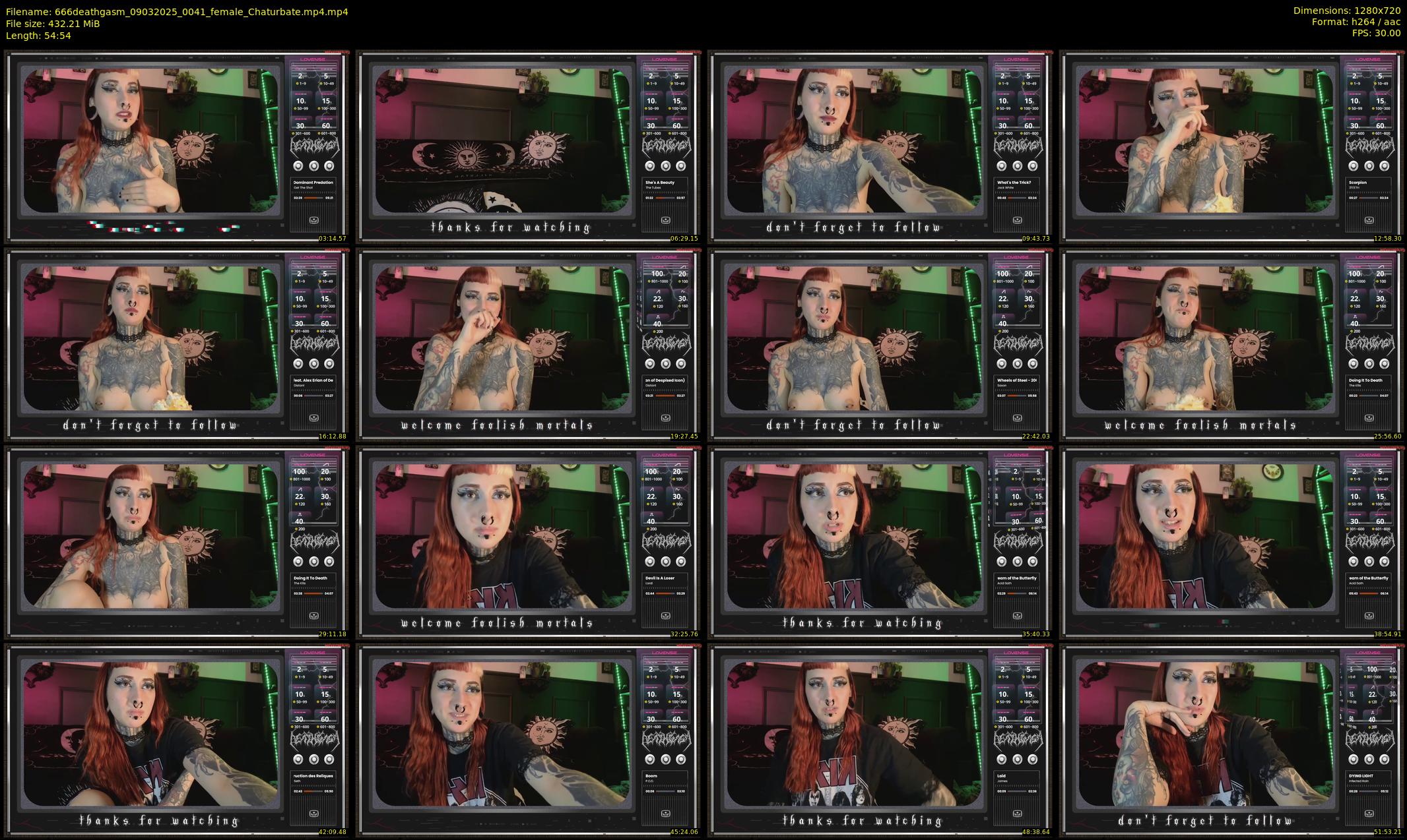 666deathgasm — 55 minute Chaturbate female cam show recording, 720p, Mar 9, 2025