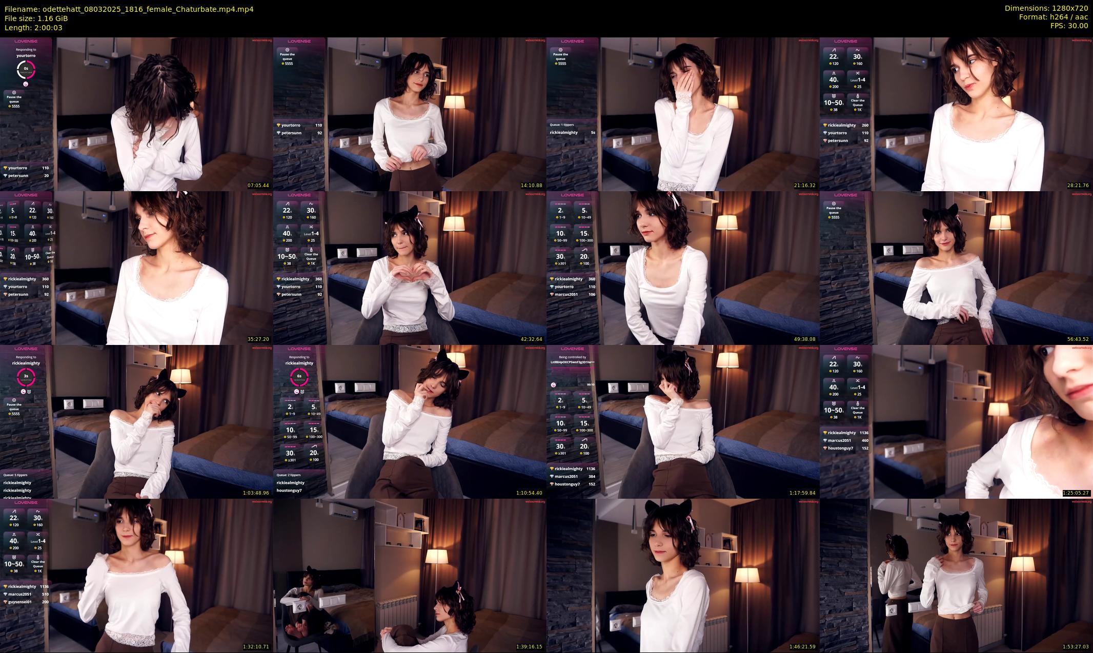 odettehatt — 121 minute Chaturbate female cam show recording, 720p, Mar 8, 2025