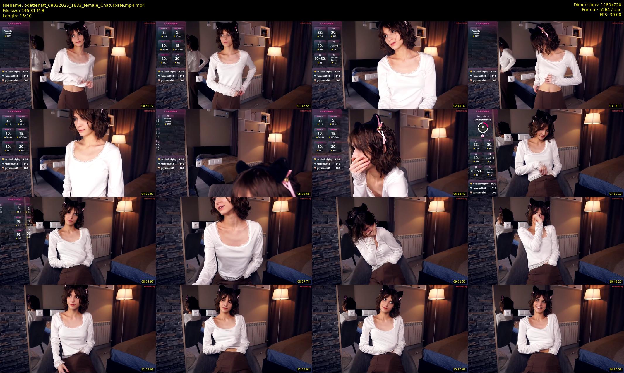 odettehatt — 16 minute Chaturbate female cam show recording, 720p, Mar 8, 2025