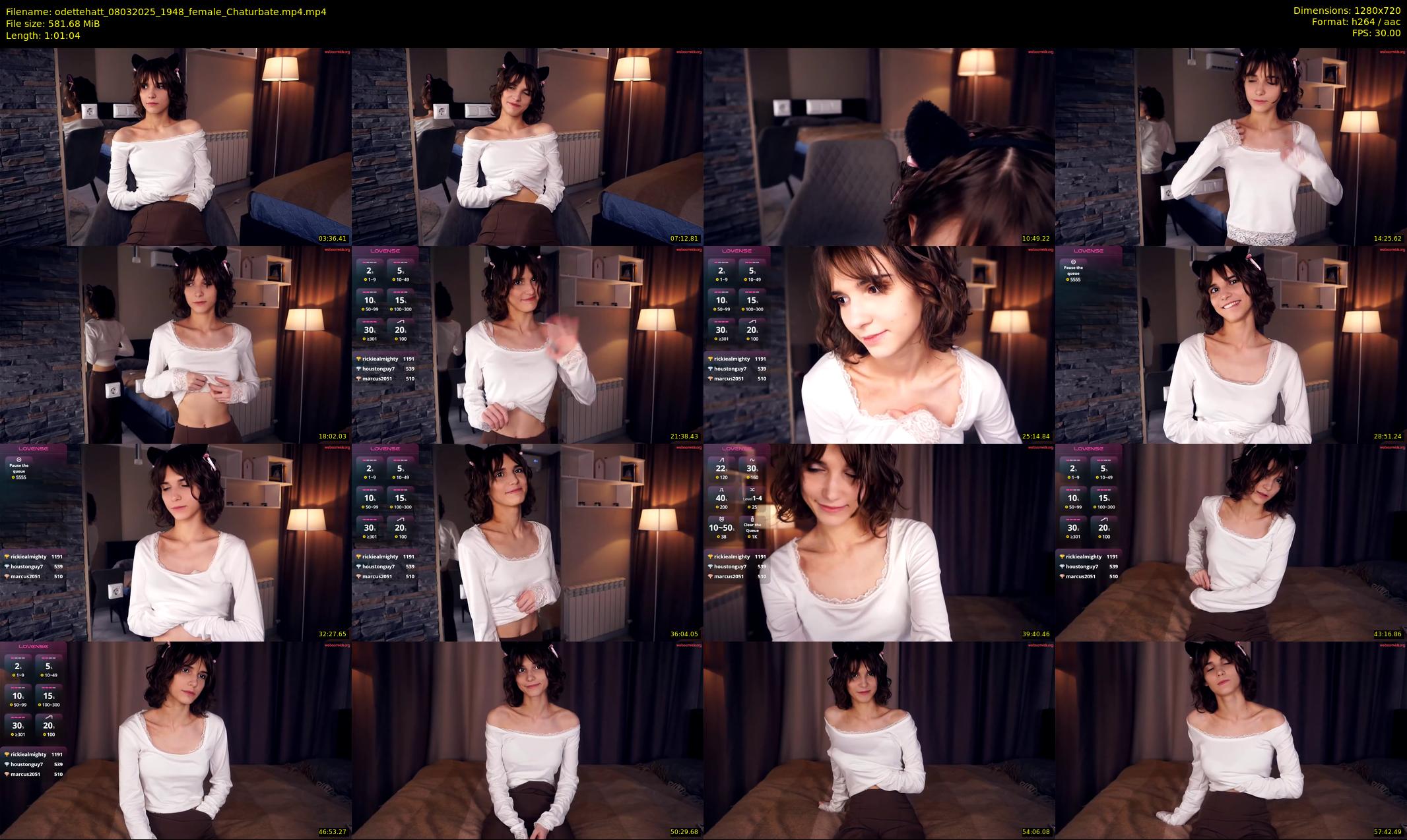 odettehatt — 62 minute Chaturbate female cam show recording, 720p, Mar 8, 2025