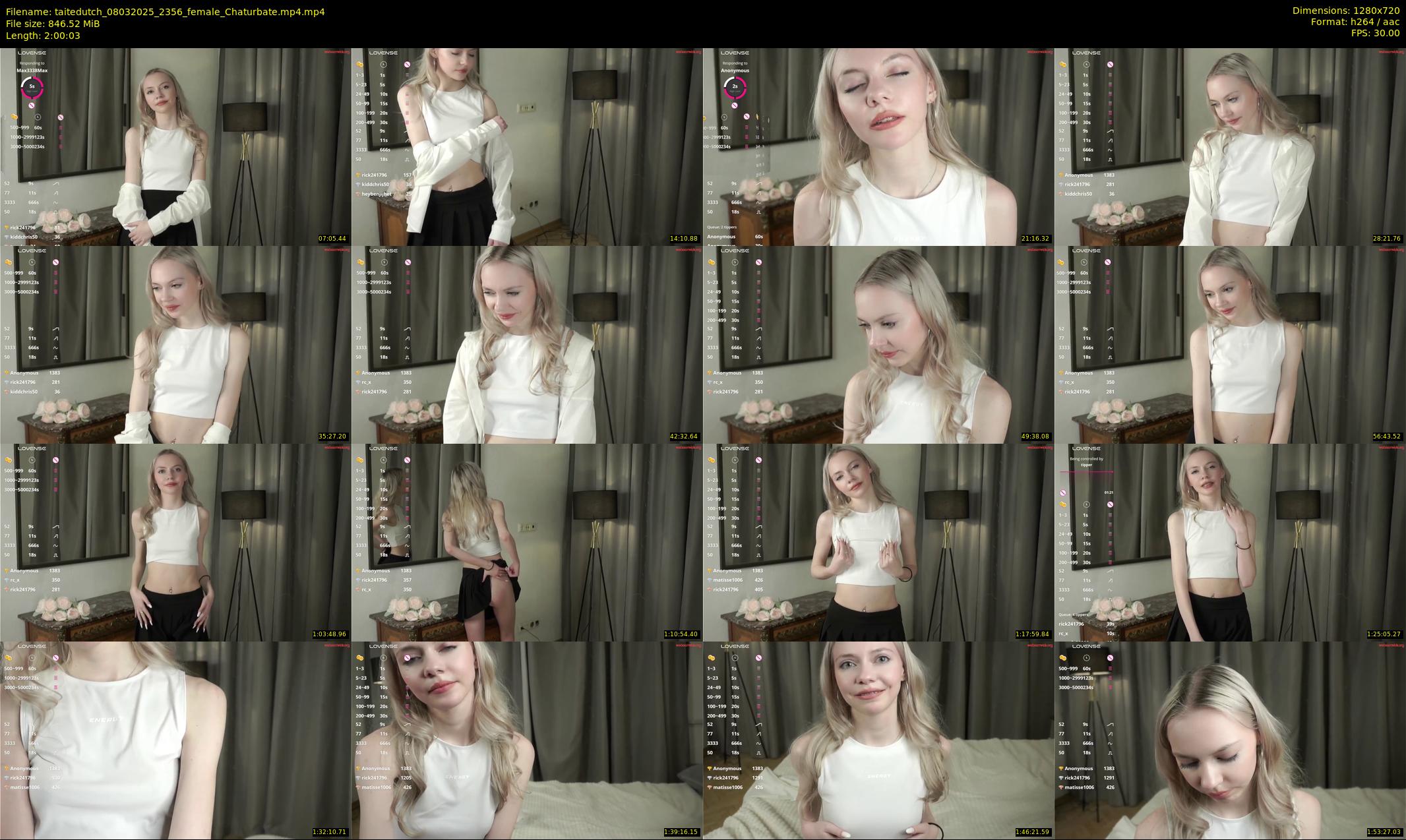 taitedutch — 121 minute Chaturbate female cam show recording, 720p, Mar 8, 2025