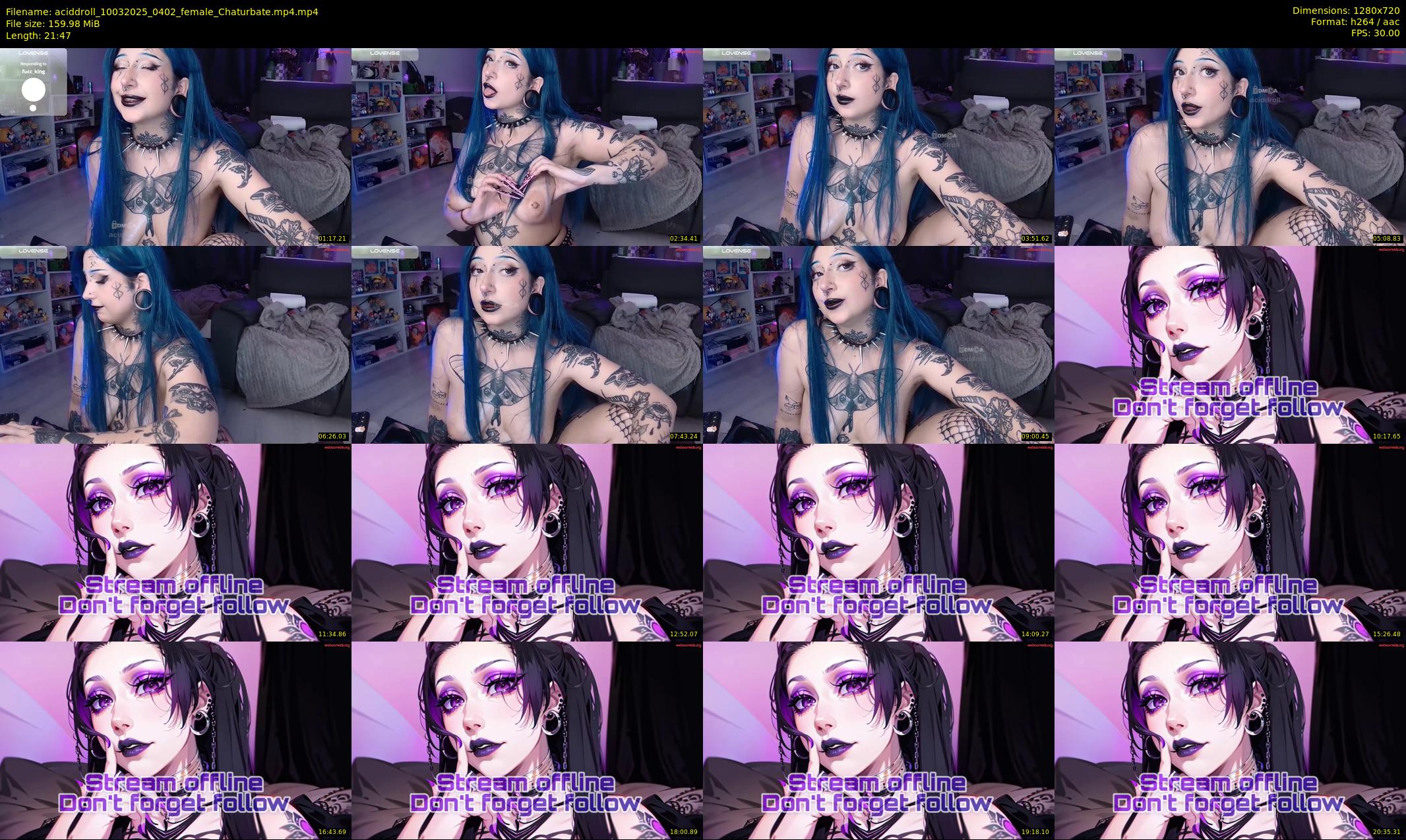 aciddroll — 22 minute Chaturbate female cam show recording, 720p, Mar 10, 2025