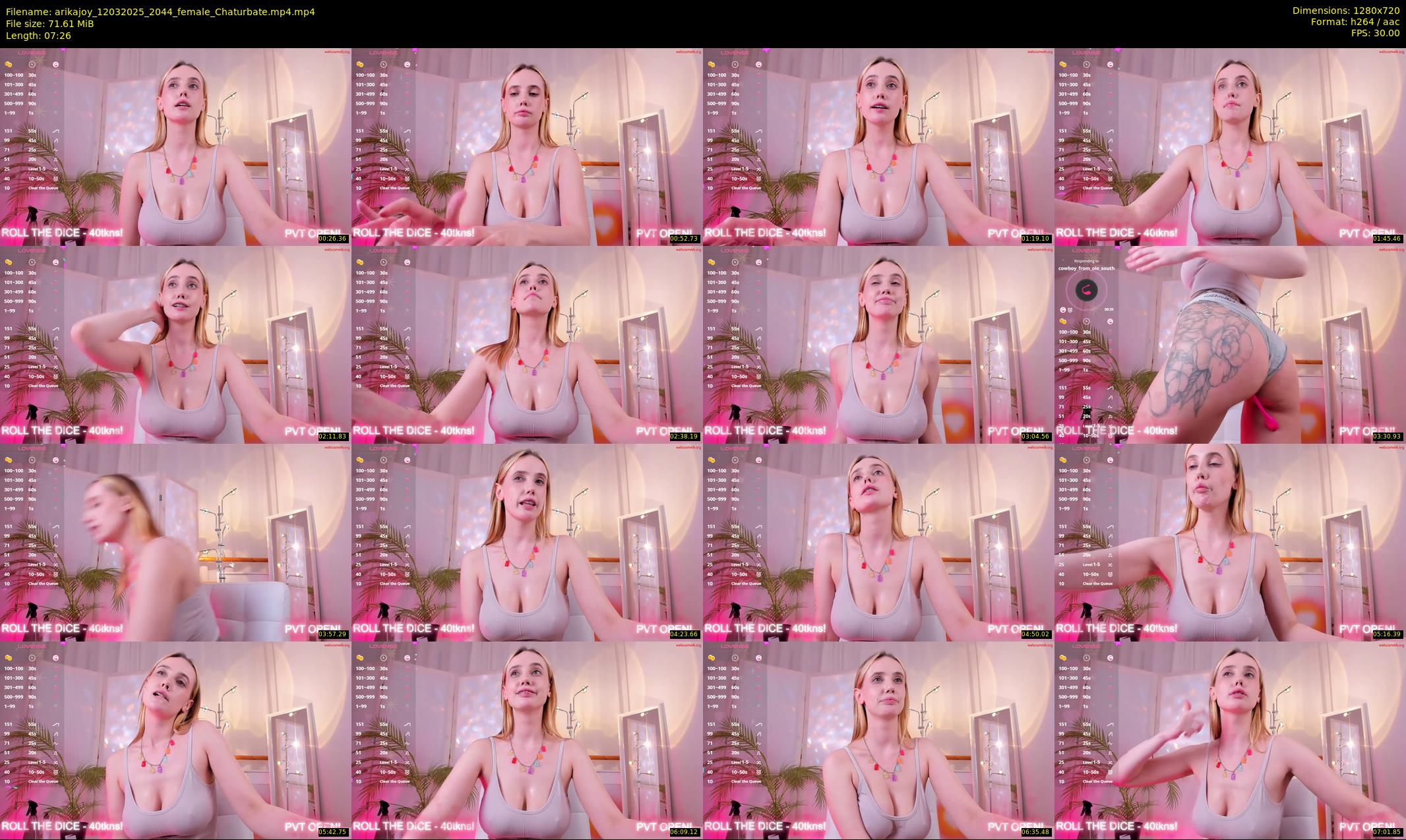 arikajoy — 8 minute Chaturbate female cam show recording, 720p, Mar 12, 2025