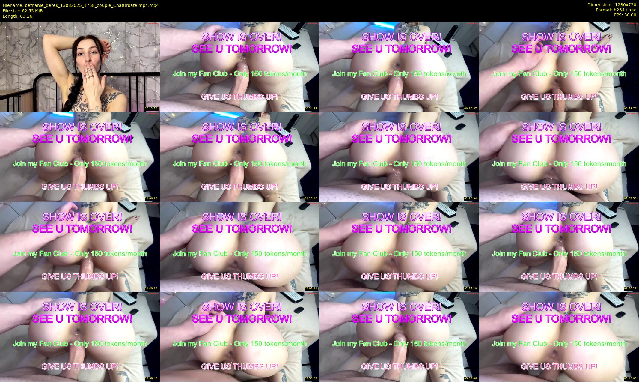 bethanie_derek — 4 minute Chaturbate couple cam show recording, 720p, Mar 13, 2025