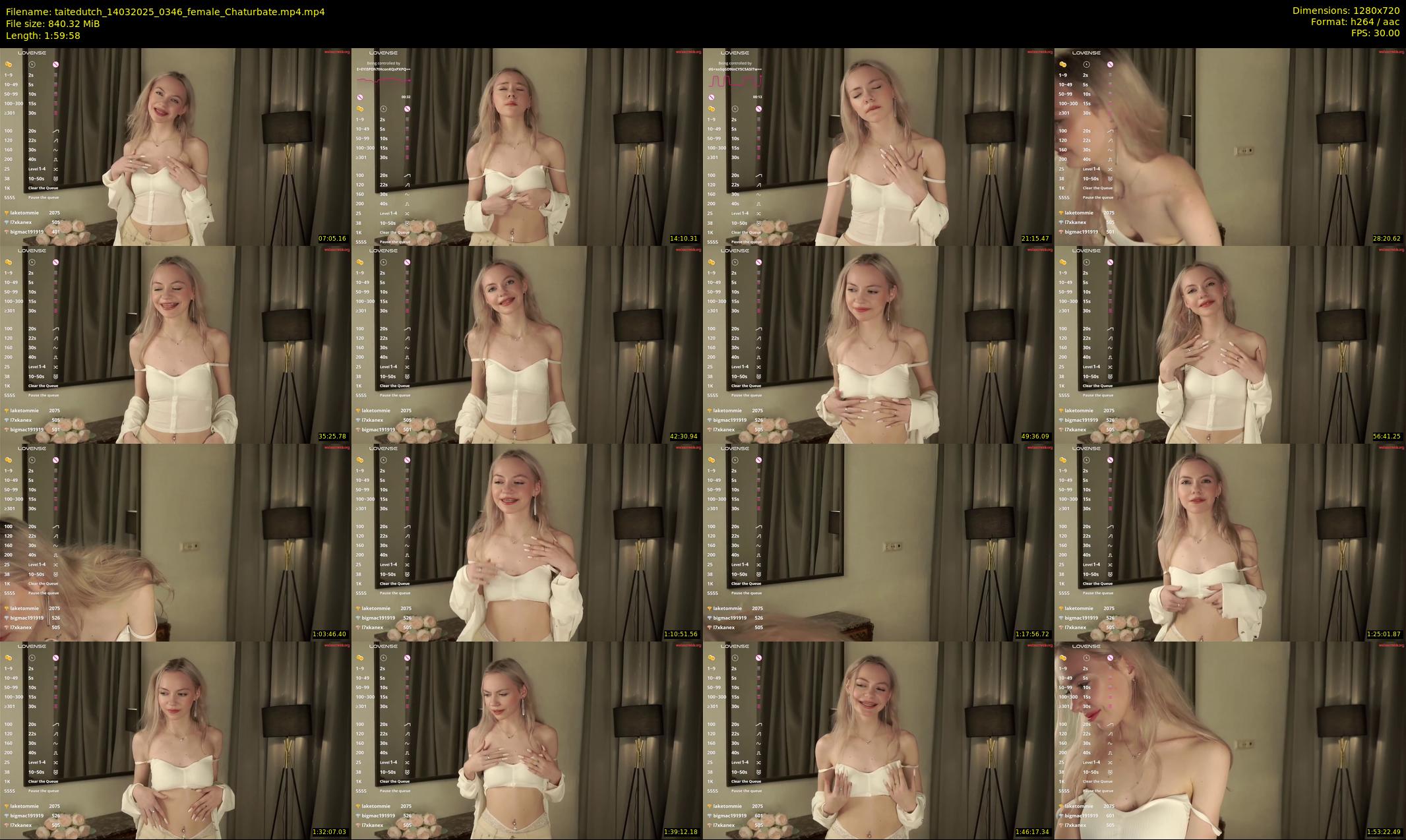 taitedutch — 120 minute Chaturbate female cam show recording, 720p, Mar 14, 2025