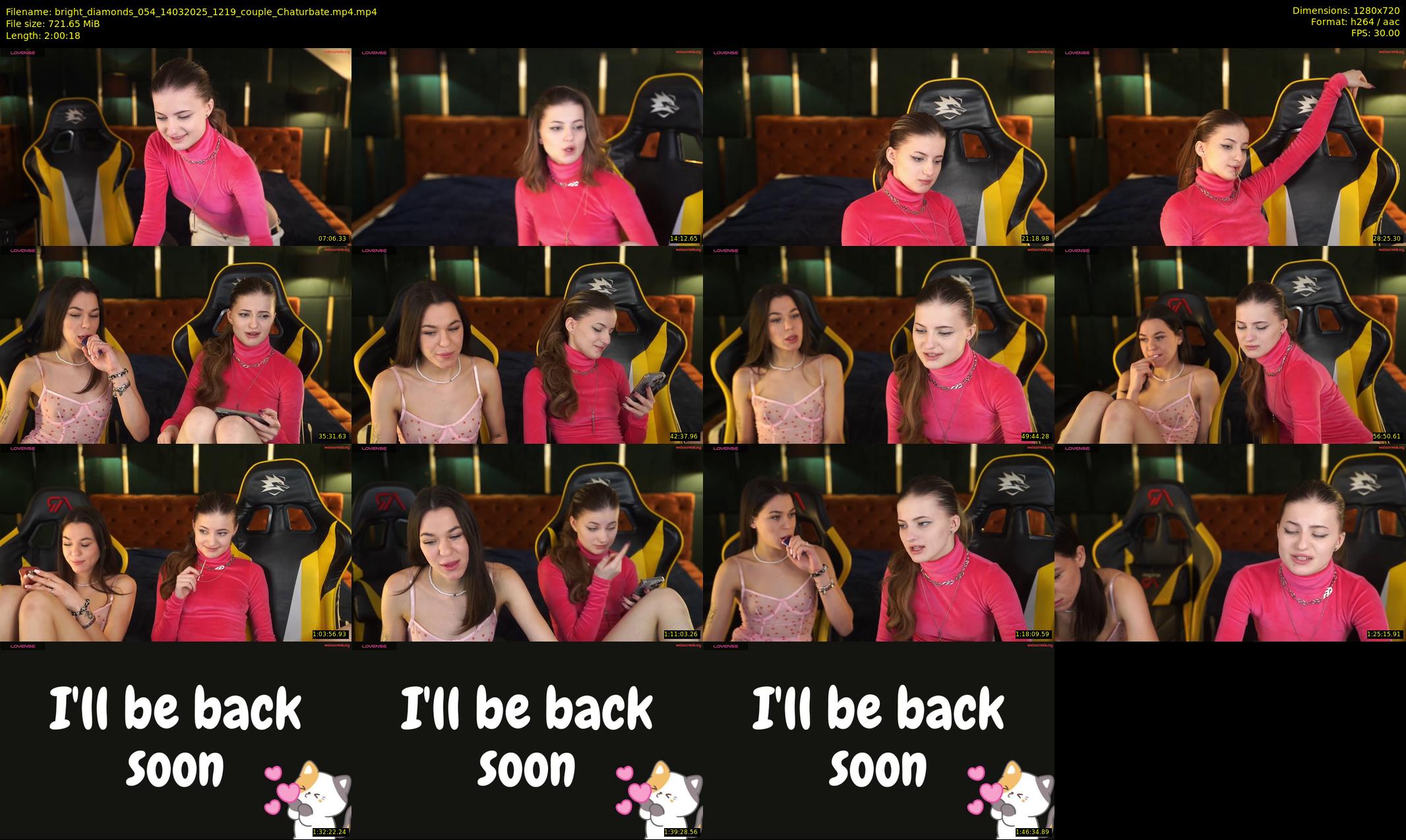bright_diamonds_054 — 121 minute Chaturbate couple cam show recording, 720p, Mar 14, 2025