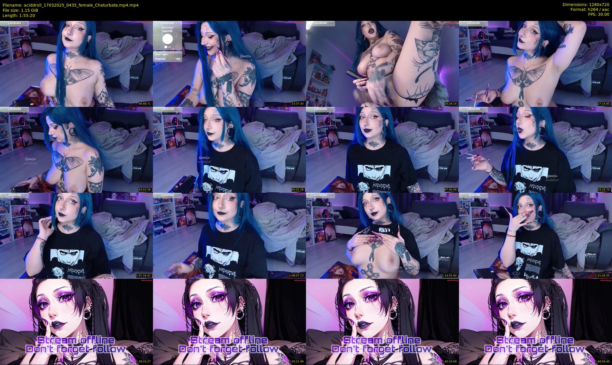 aciddroll — 116 minute Chaturbate female cam show recording, 720p, Mar 17, 2025