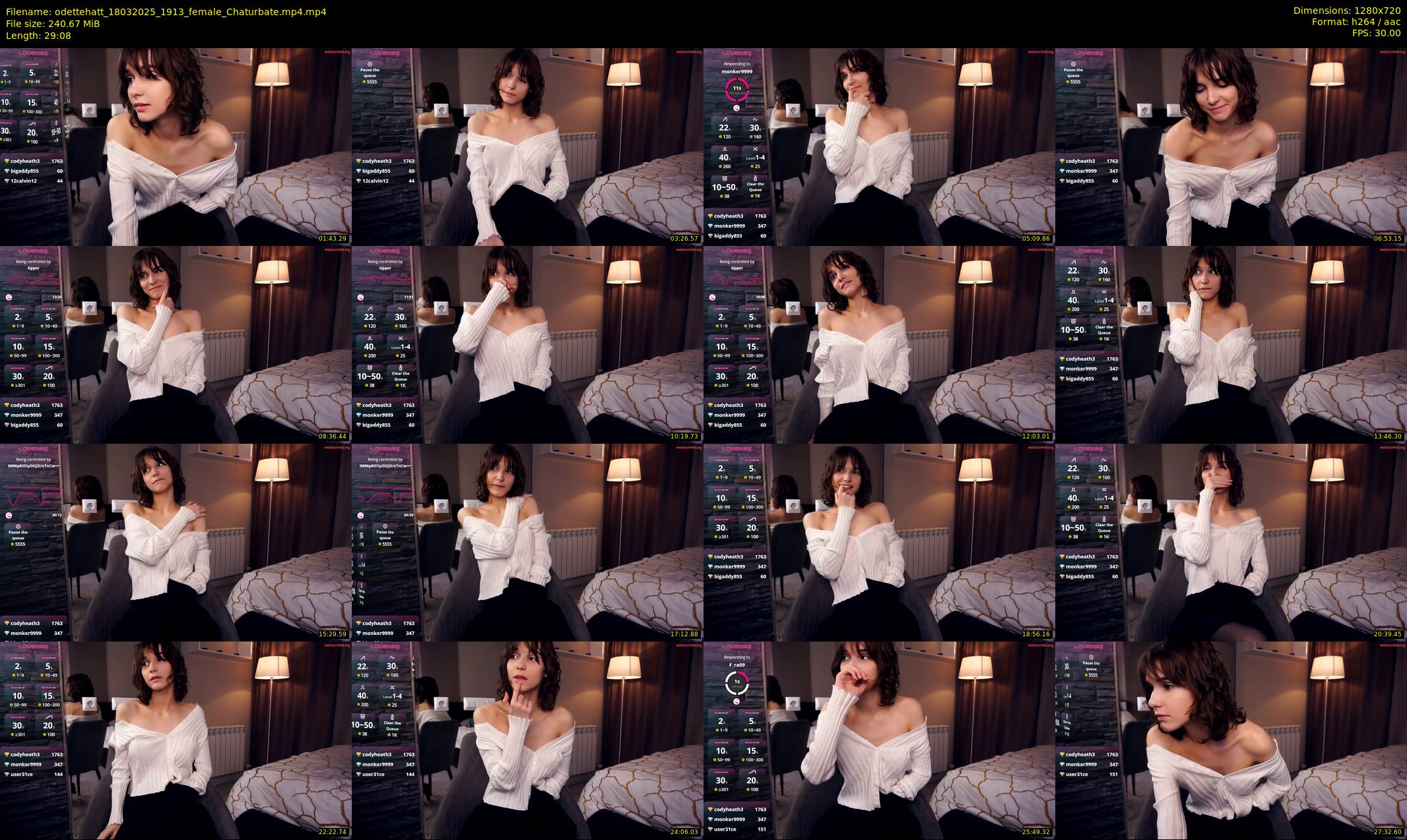 odettehatt — 30 minute Chaturbate female cam show recording, 720p, Mar 18, 2025