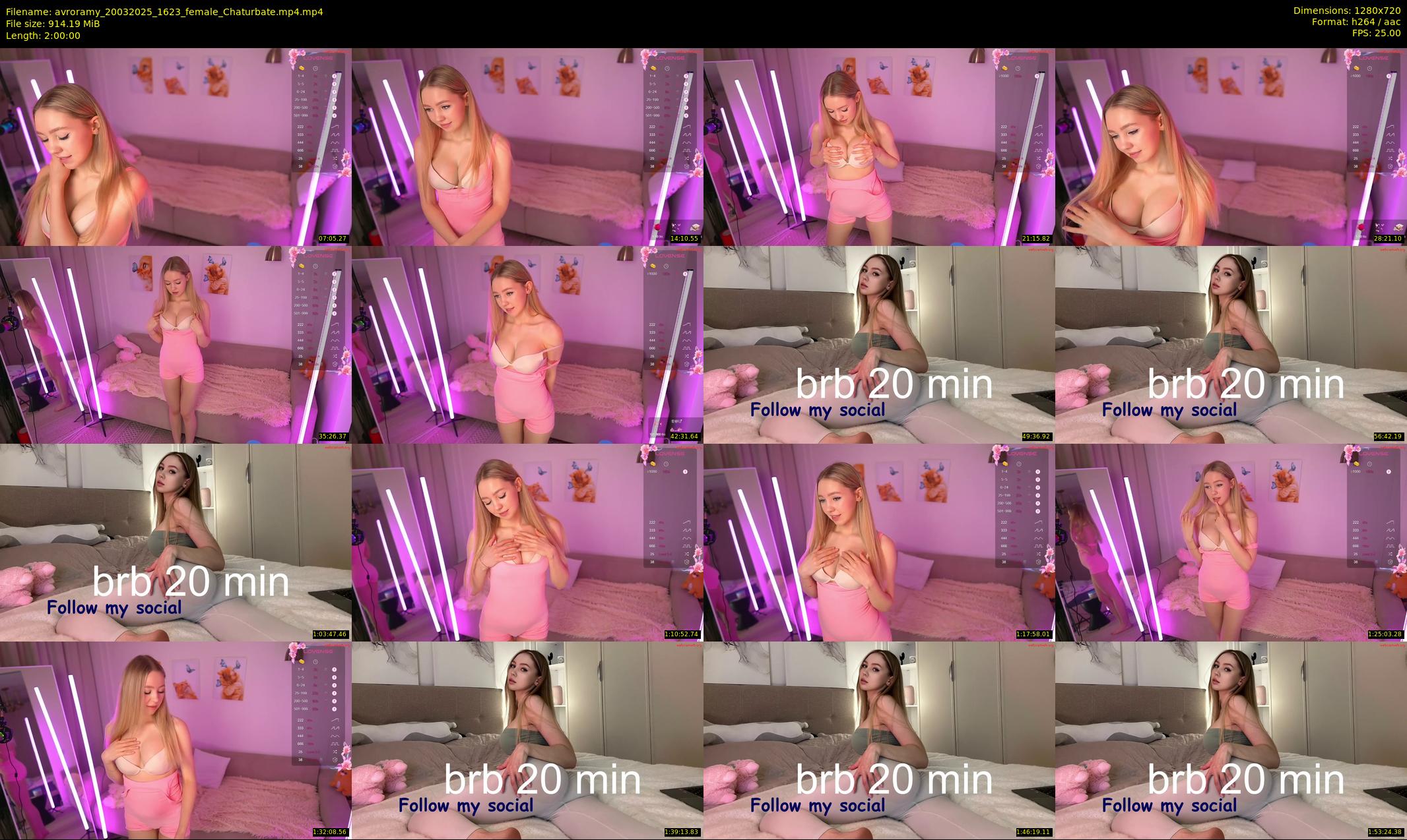 avroramy — 120 minute Chaturbate female cam show recording, 720p, Mar 20, 2025